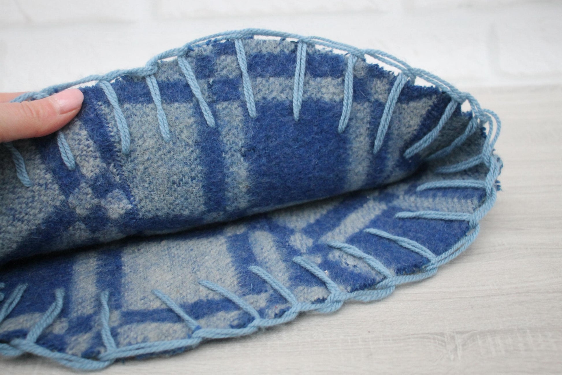 Wool Sauna Hat for Bath, Handmade blue Banya Hat.