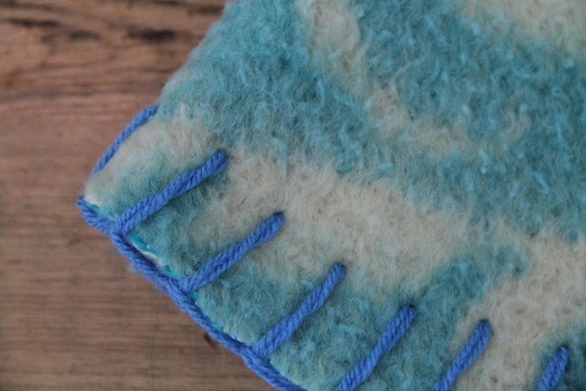 Wool Sauna Hat for Bath, Handmade blue Banya Hat.