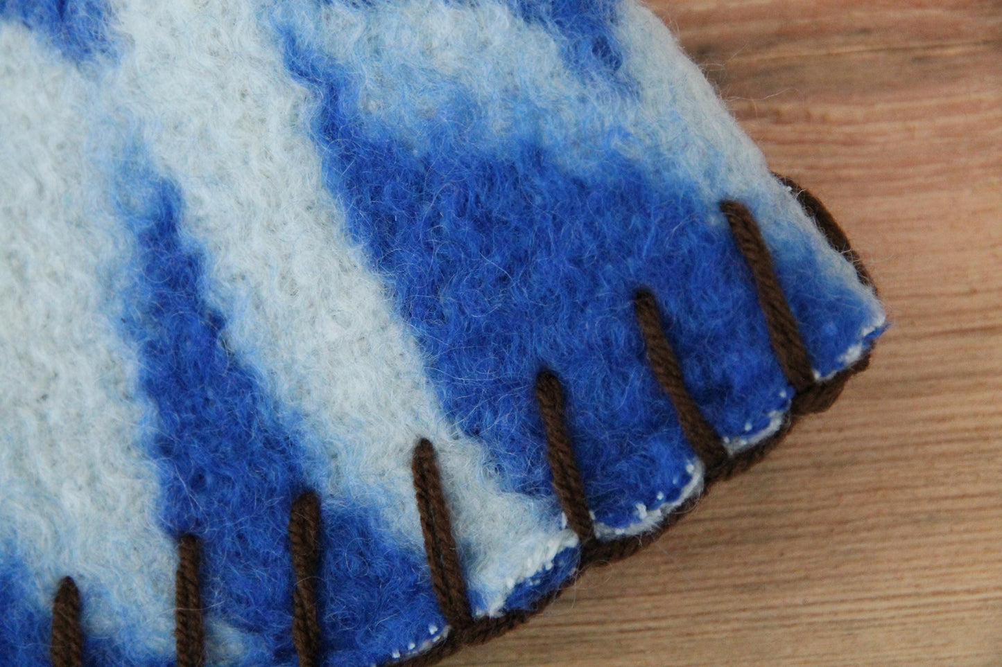 Wool Sauna Hat for Bath, Handmade blue Banya Hat.