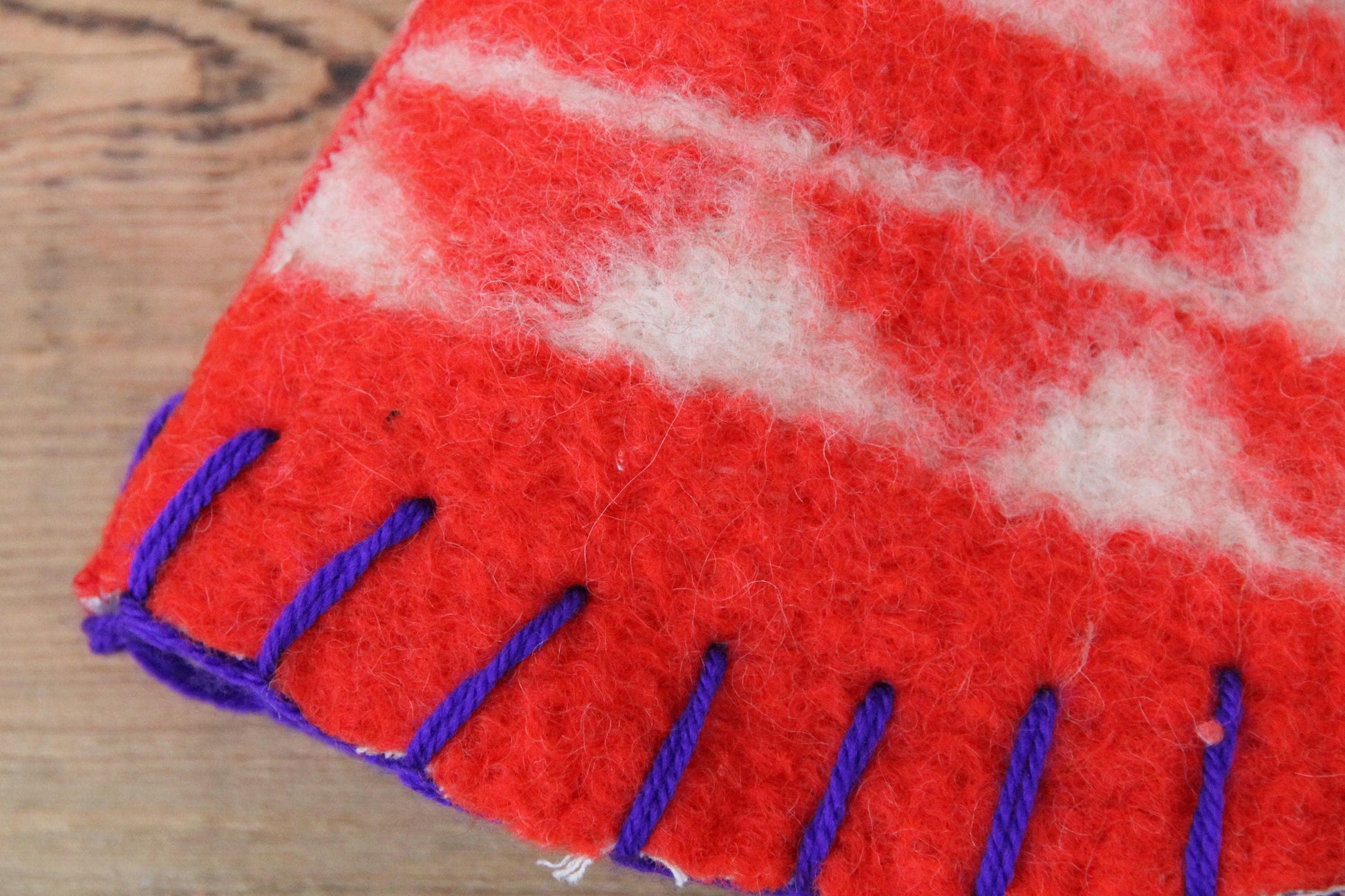 Wool Sauna Hat for Bath, Handmade red Banya Hat.