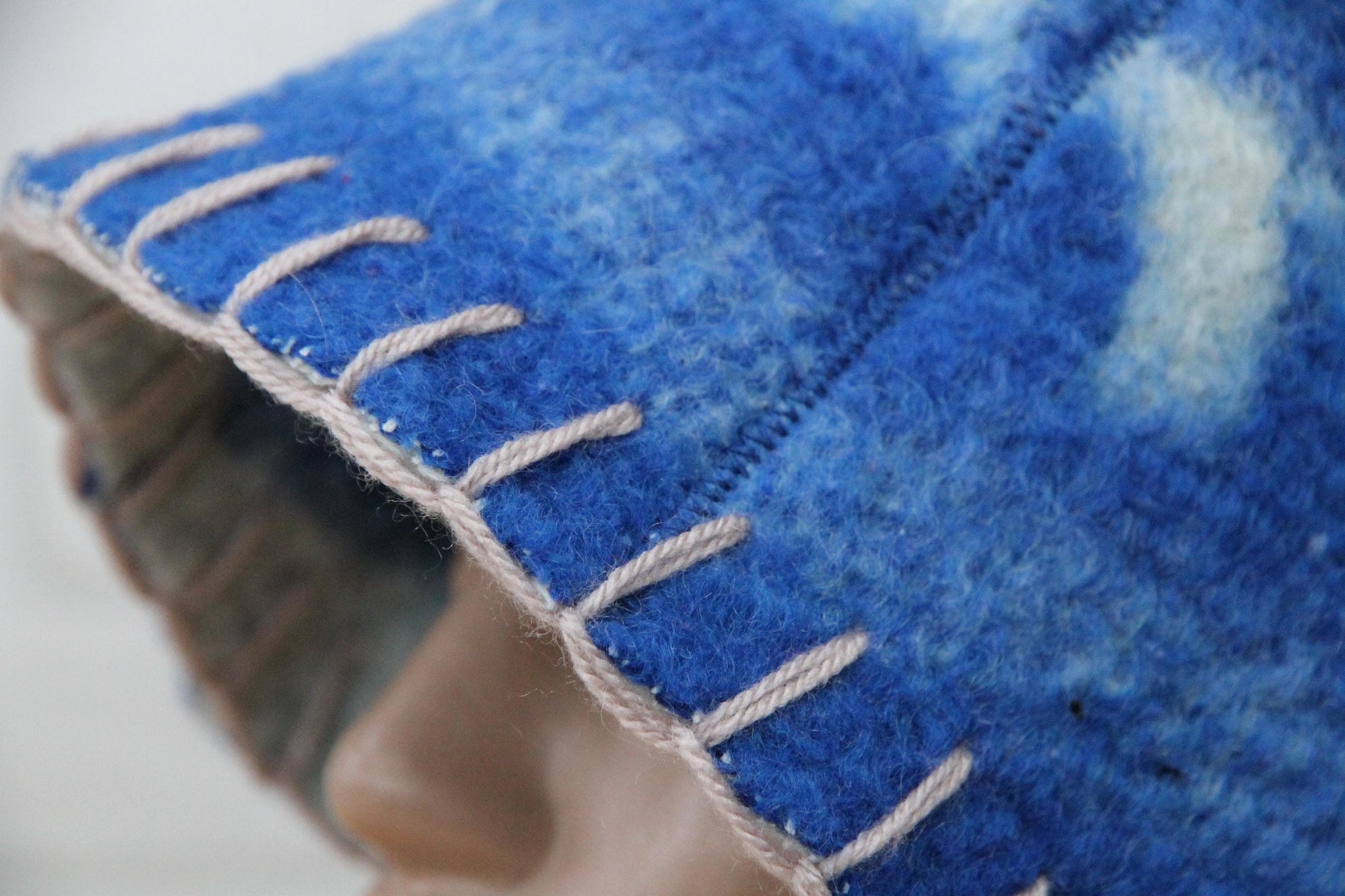 Wool Sauna Hat for Bath, Handmade blue Banya Hat.