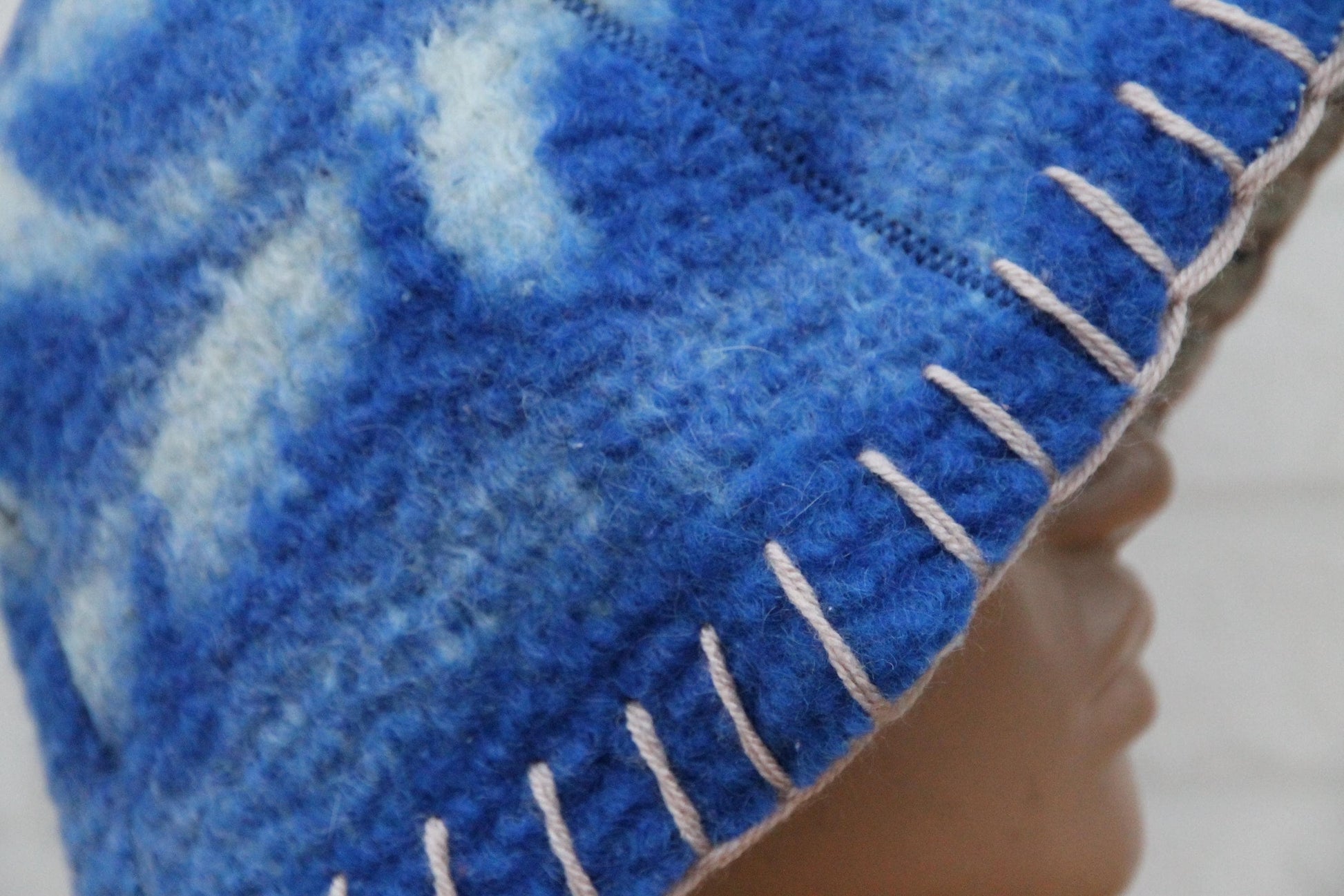 Wool Sauna Hat for Bath, Handmade blue Banya Hat.