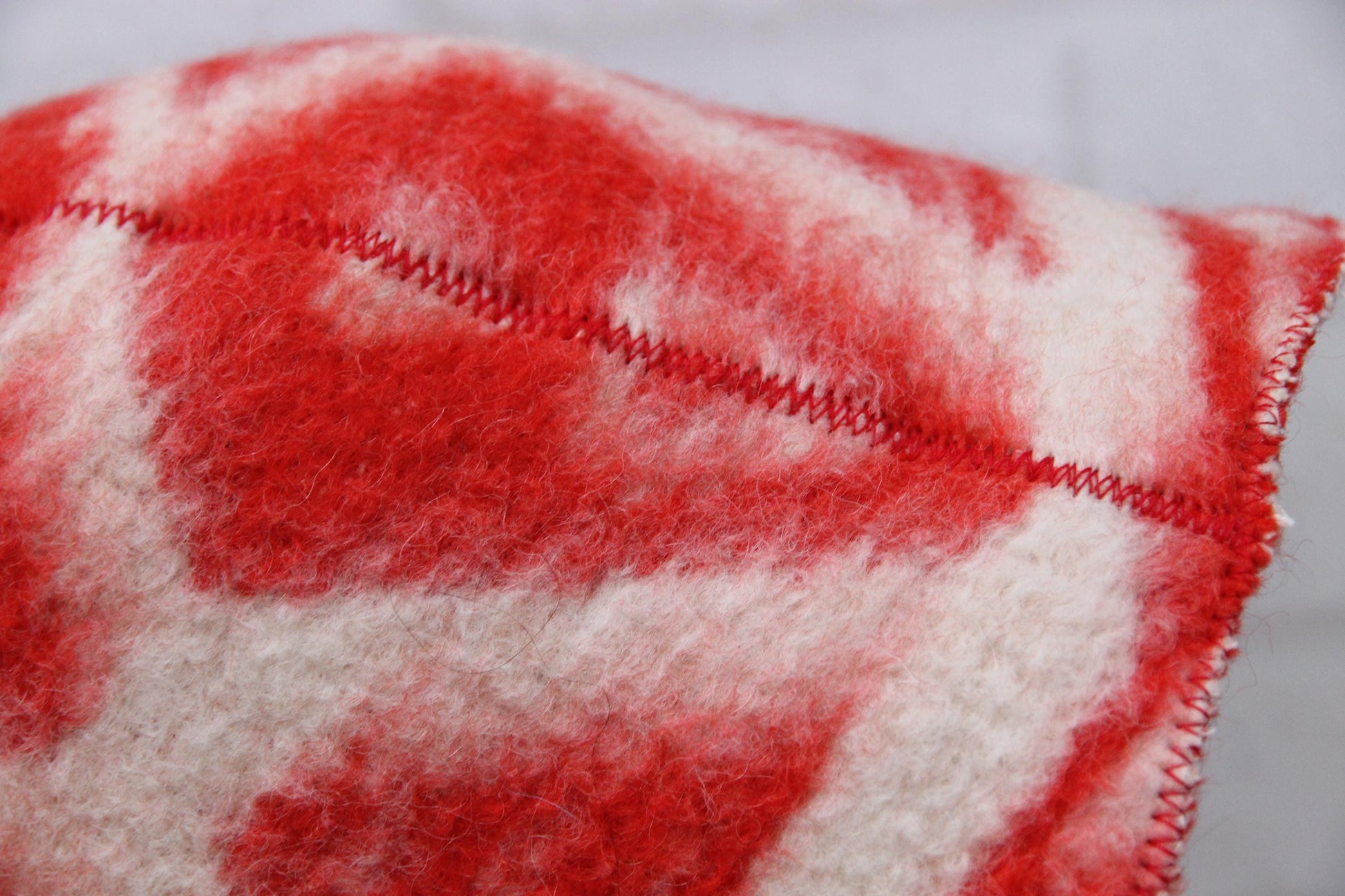 Wool Sauna Hat for Bath, Handmade red Banya Hat.