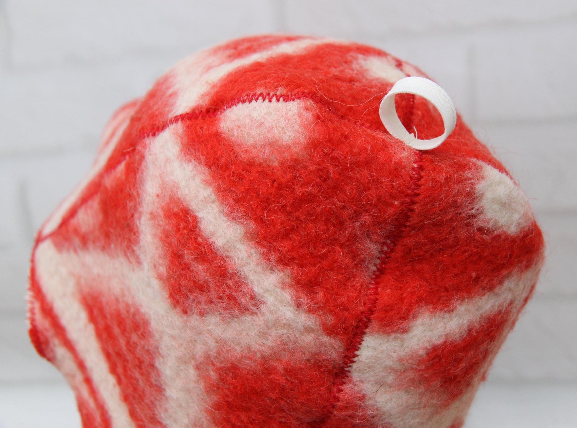 Wool Sauna Hat for Bath, Handmade red Banya Hat.