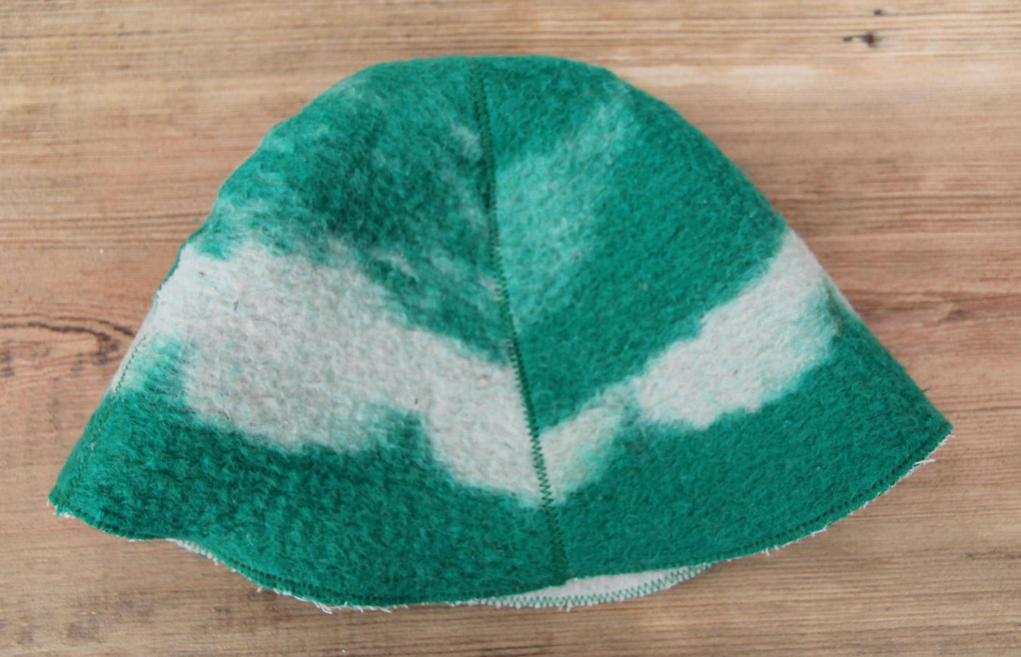 Reversible Vintage Wool Sauna Hat, Handmade Bucket Hat, Upcycled Blanket Hat, Green Checkered Hat.