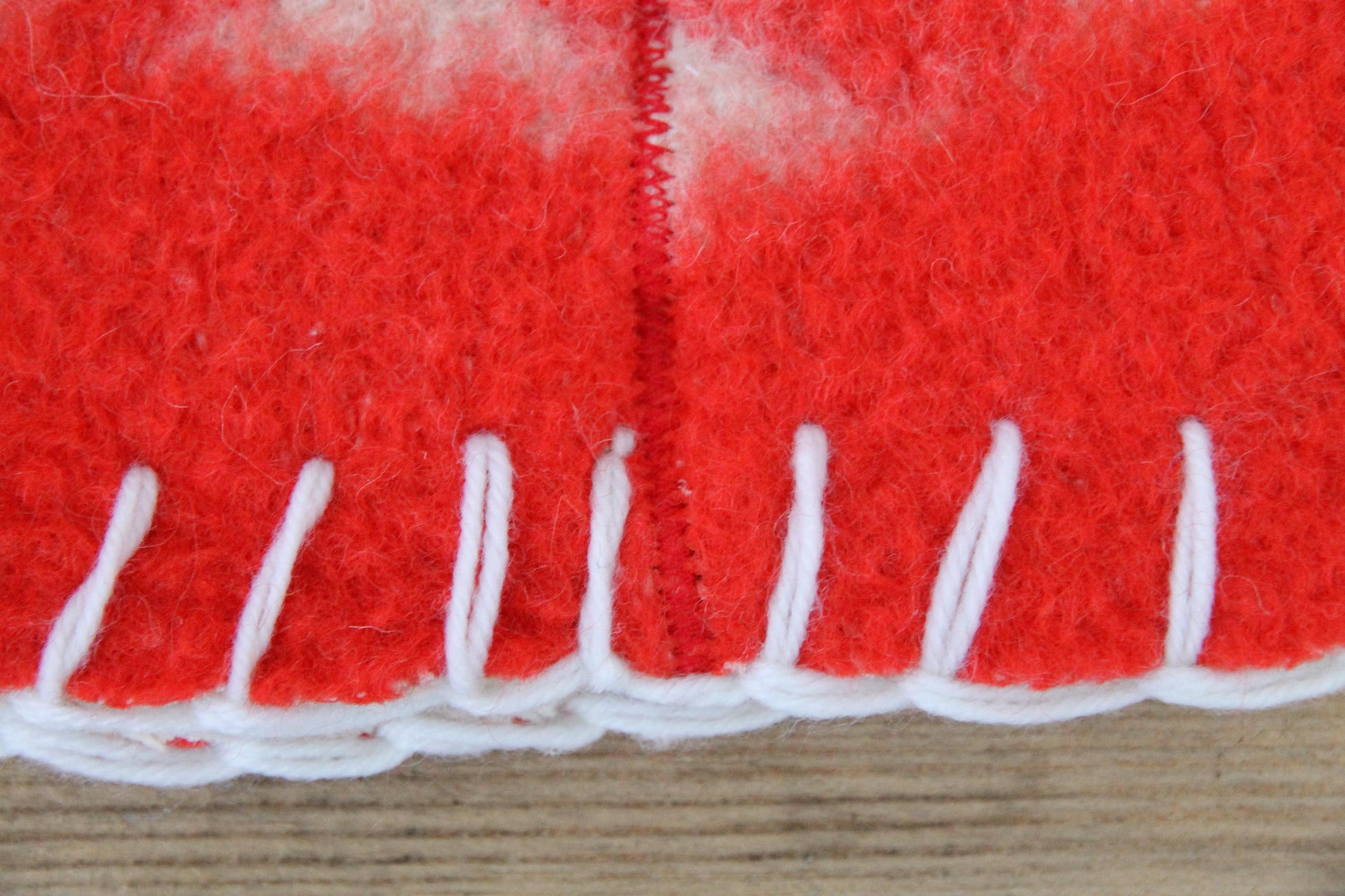 Wool Sauna Hat for Bath, Handmade red Banya Hat.