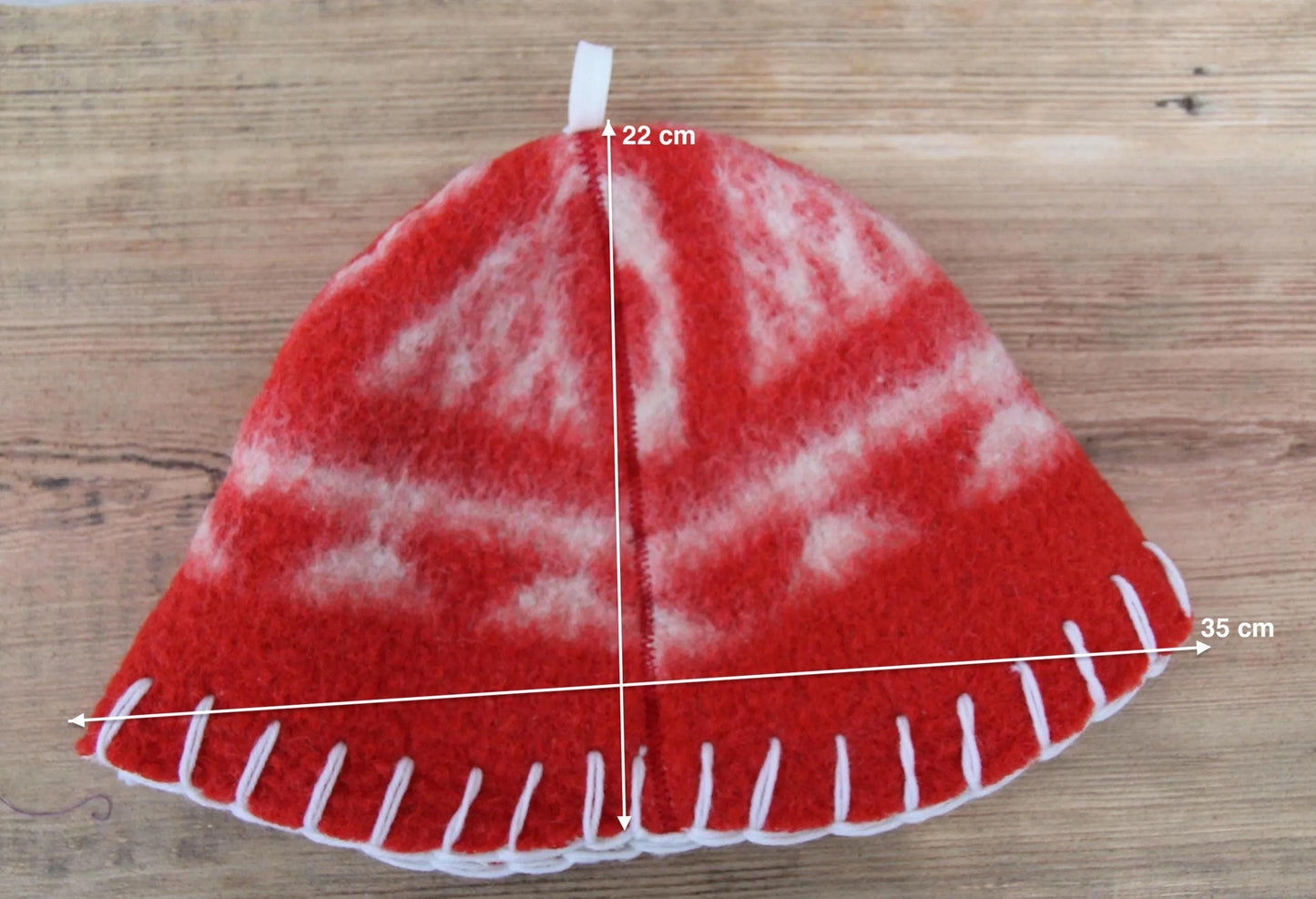 Wool Sauna Hat for Bath, Handmade red Banya Hat.