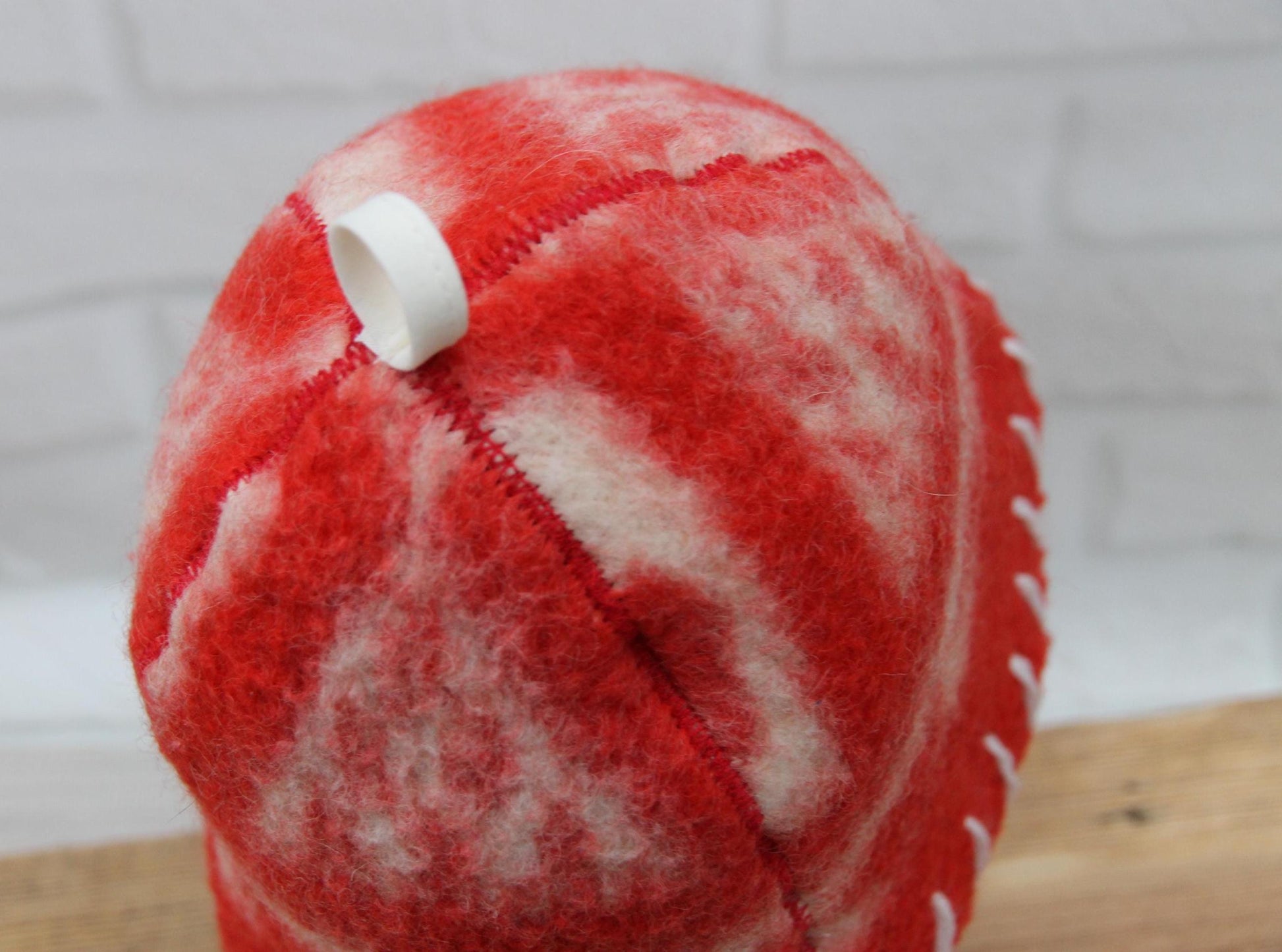 Wool Sauna Hat for Bath, Handmade red Banya Hat.