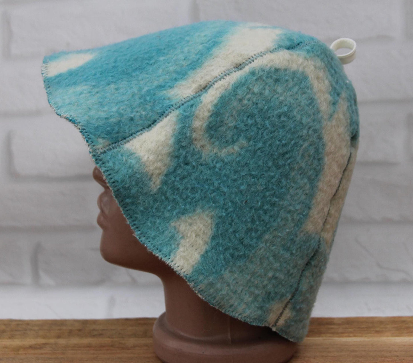 Wool Sauna Hat for Bath, Handmade blue Banya Hat.