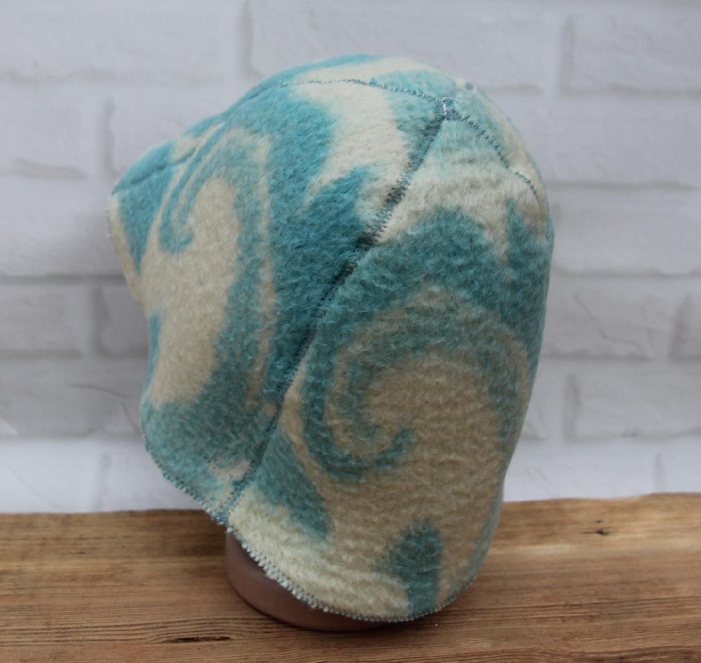 Wool Sauna Hat for Bath, Handmade blue Banya Hat.