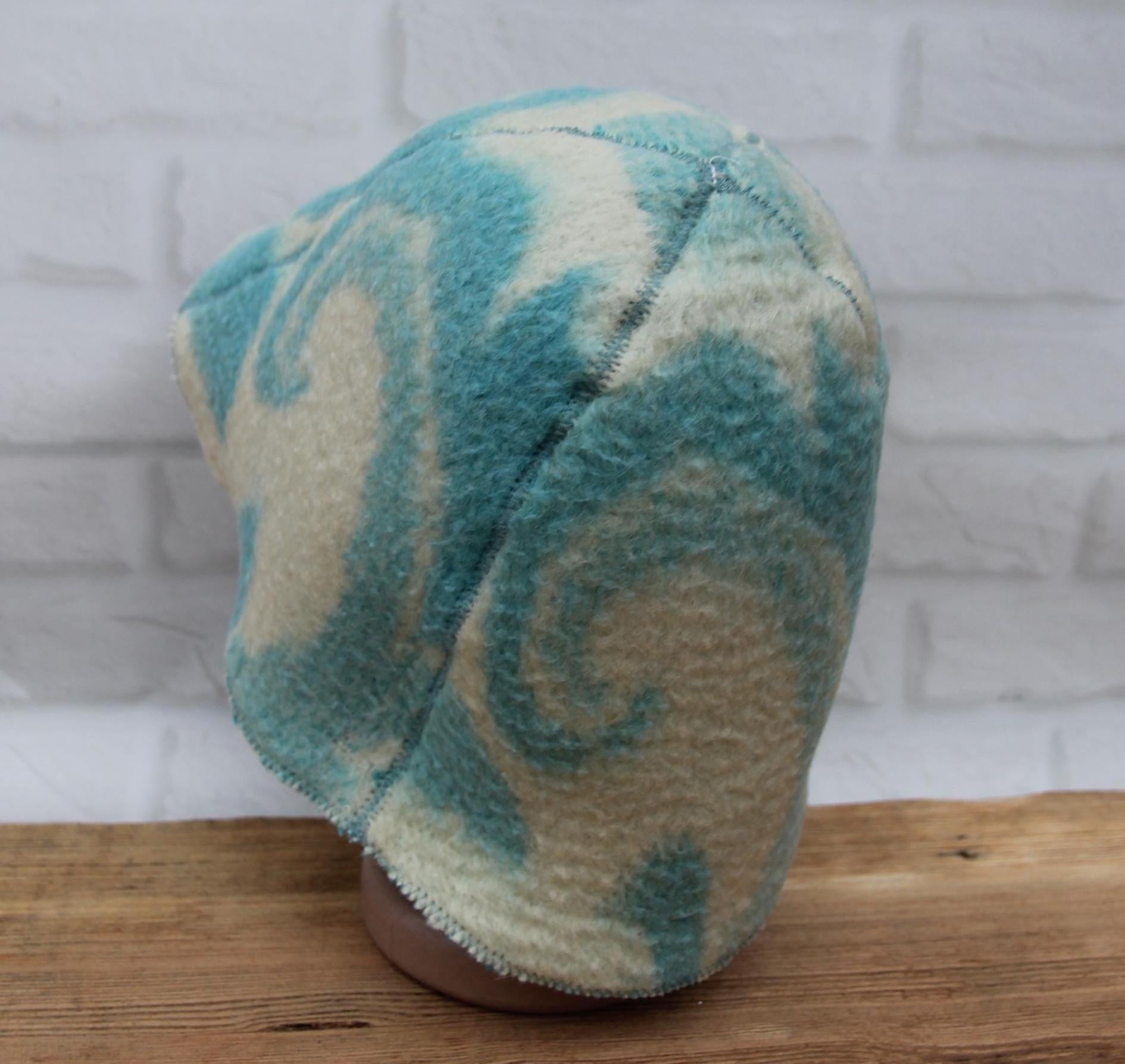 Wool Sauna Hat for Bath, Handmade blue Banya Hat.
