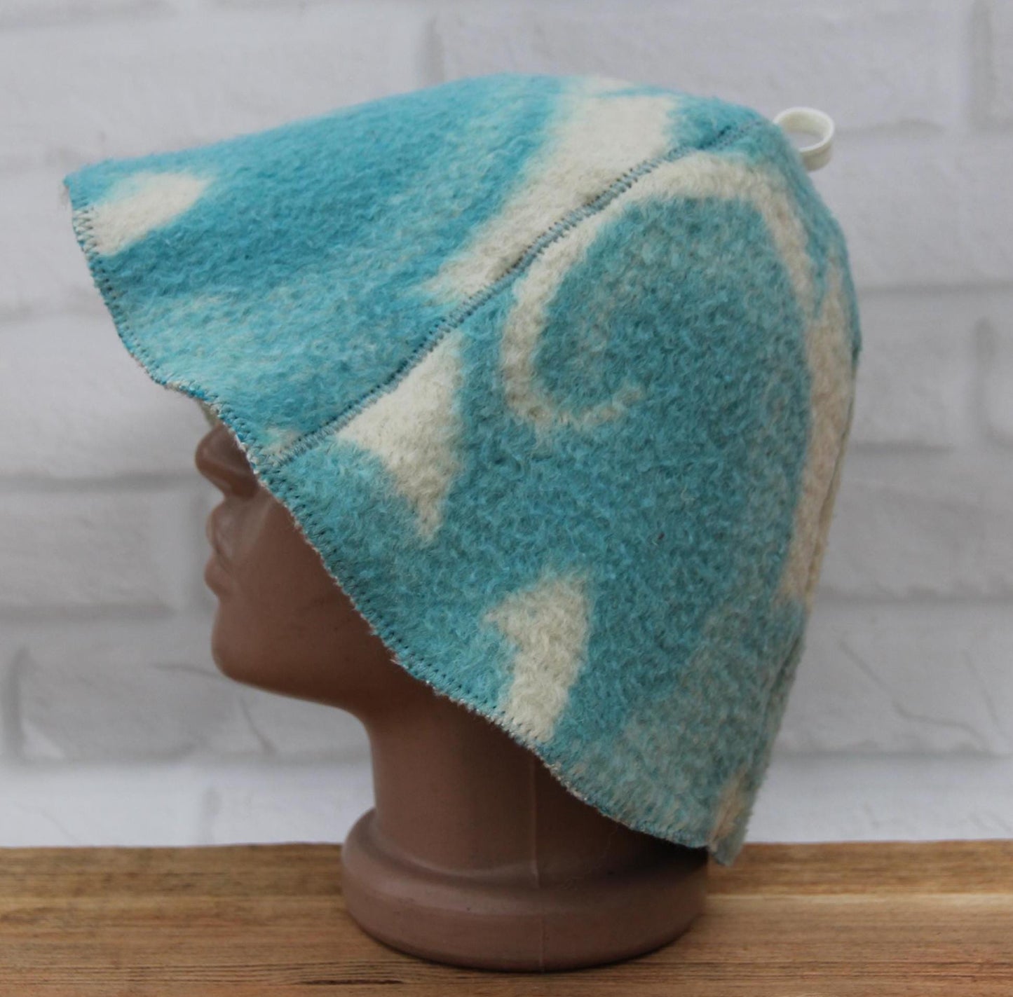 Wool Sauna Hat for Bath, Handmade blue Banya Hat.