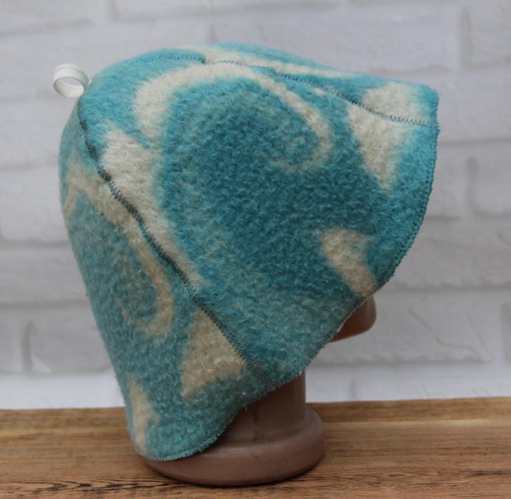 Wool Sauna Hat for Bath, Handmade blue Banya Hat.