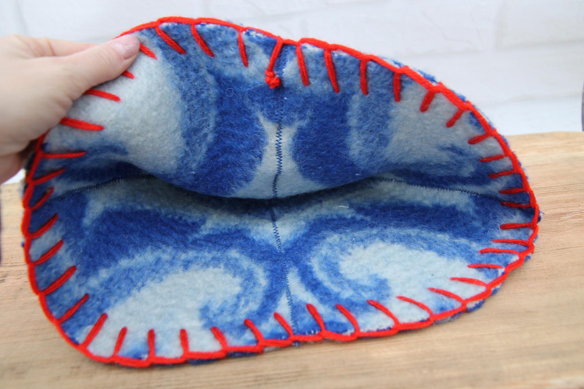 Wool Sauna Hat for Bath, Handmade blue Banya Hat.