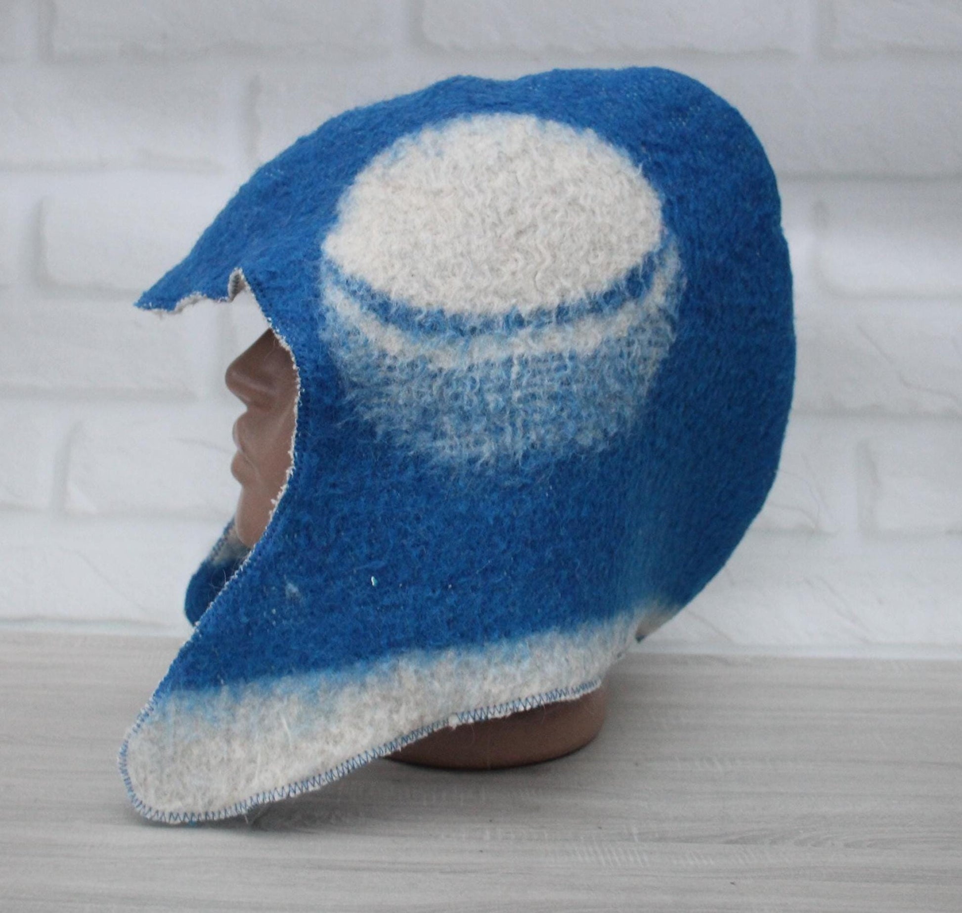 Sauna Hat 100% Natural Wool, sauna hat viking, sauna blue hat cool, handmade sauna hat, hat with mitten for a bath, sauna hat for men.