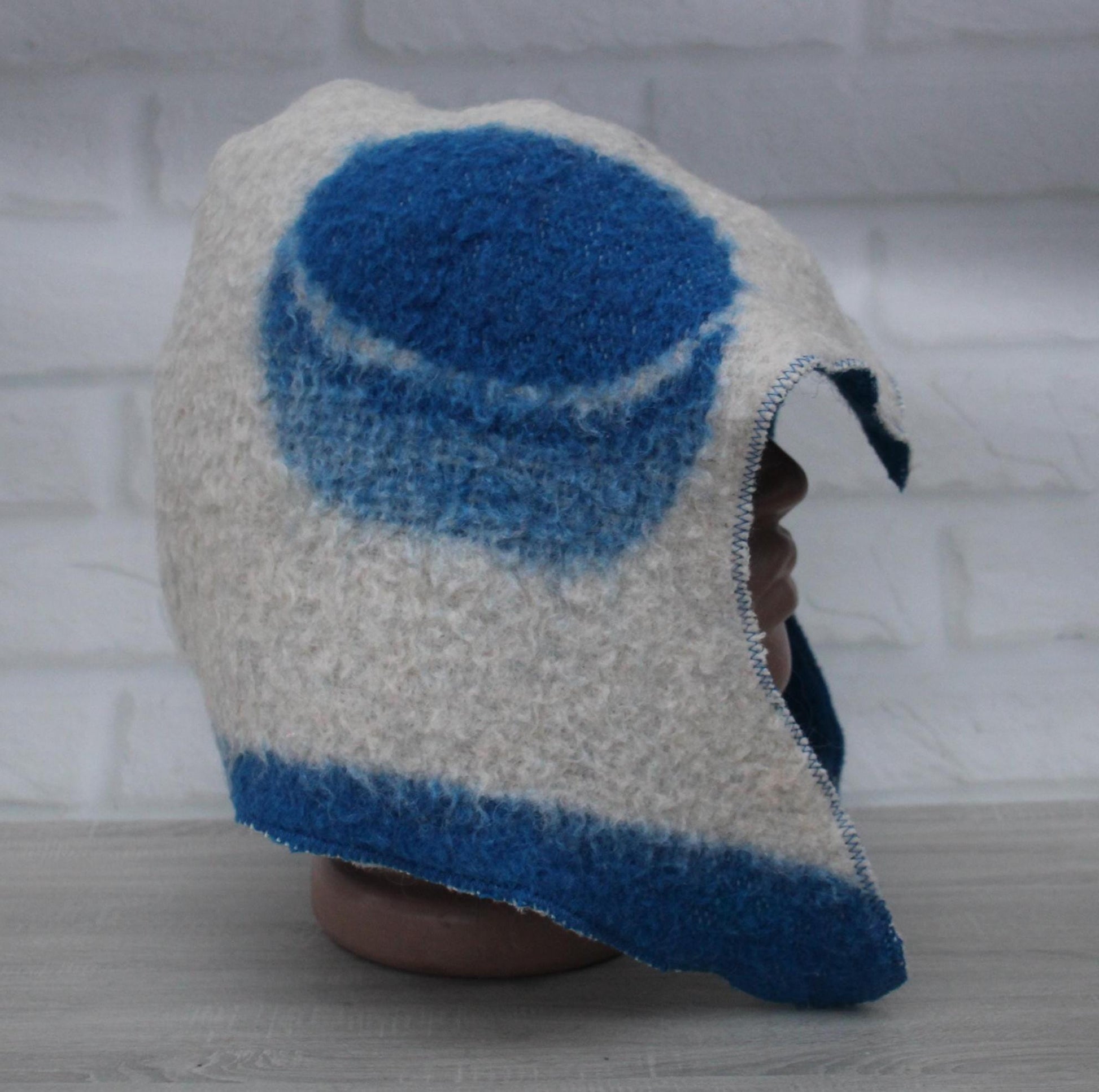 Sauna Hat 100% Natural Wool, sauna hat viking, sauna blue hat cool, handmade sauna hat, hat with mitten for a bath, sauna hat for men.