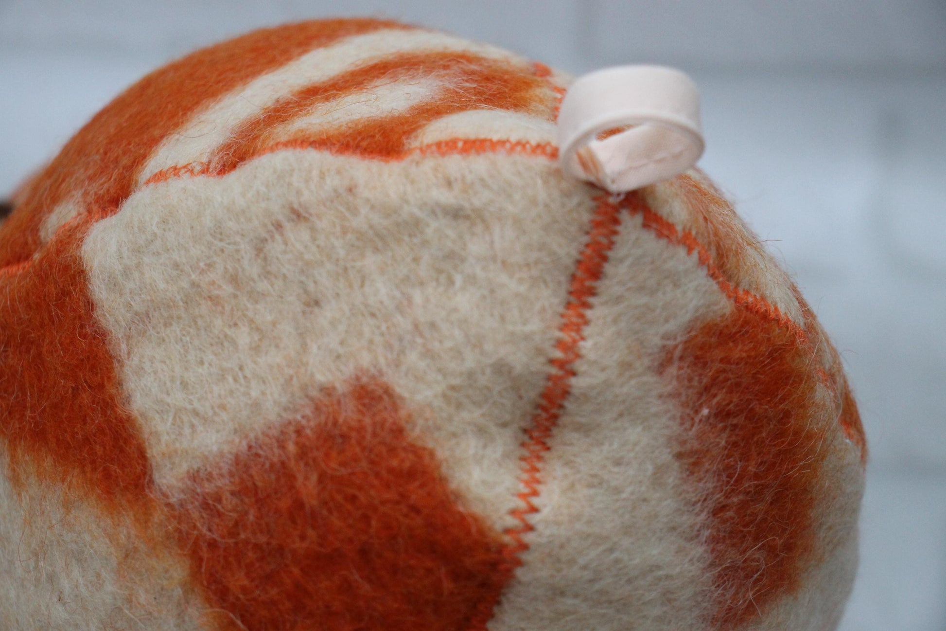 Wool Sauna Hat for Bath, Handmade Vegan orange Banya Hat.