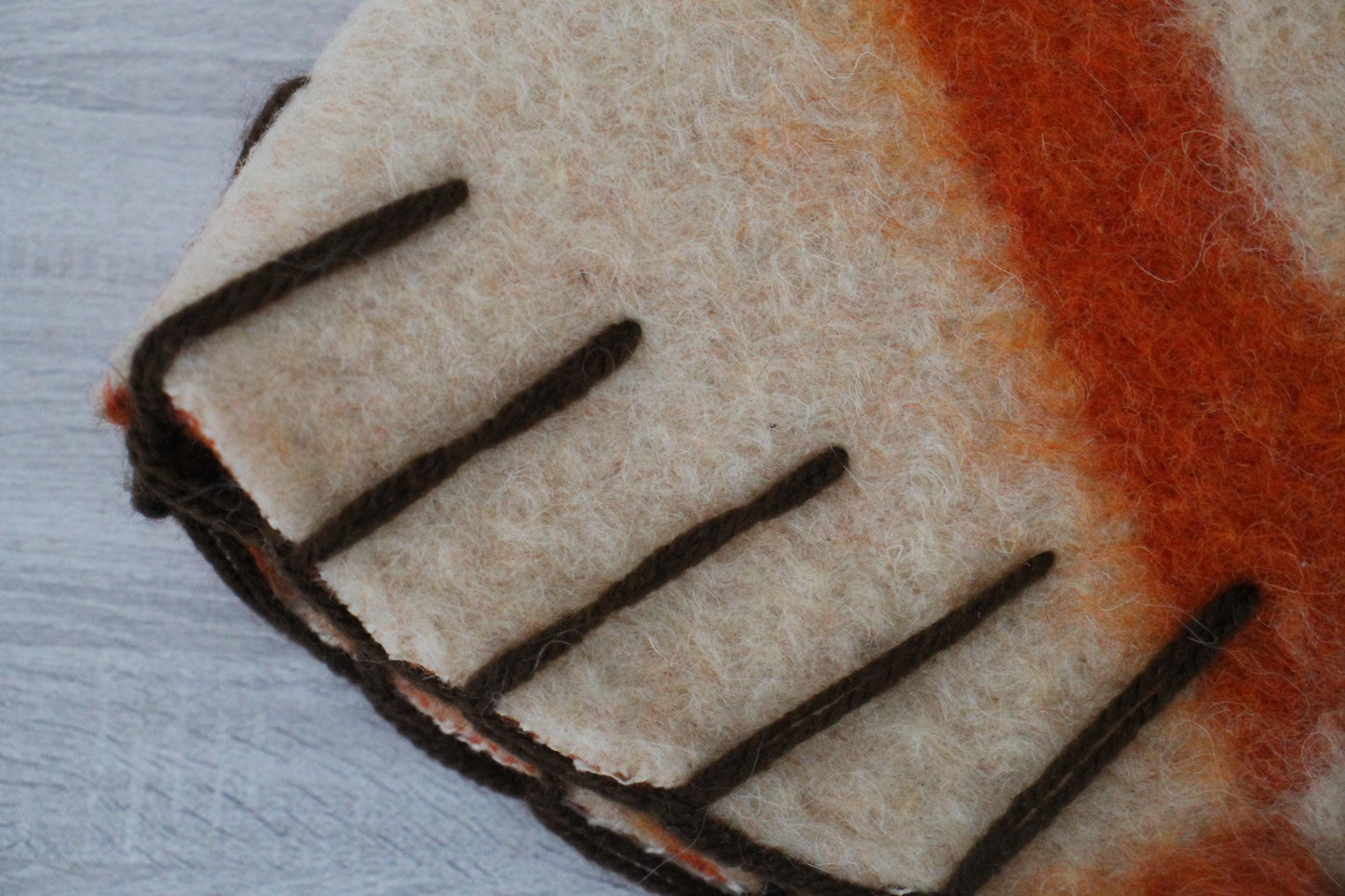 Wool Sauna Hat for Bath, Handmade Vegan orange Banya Hat.