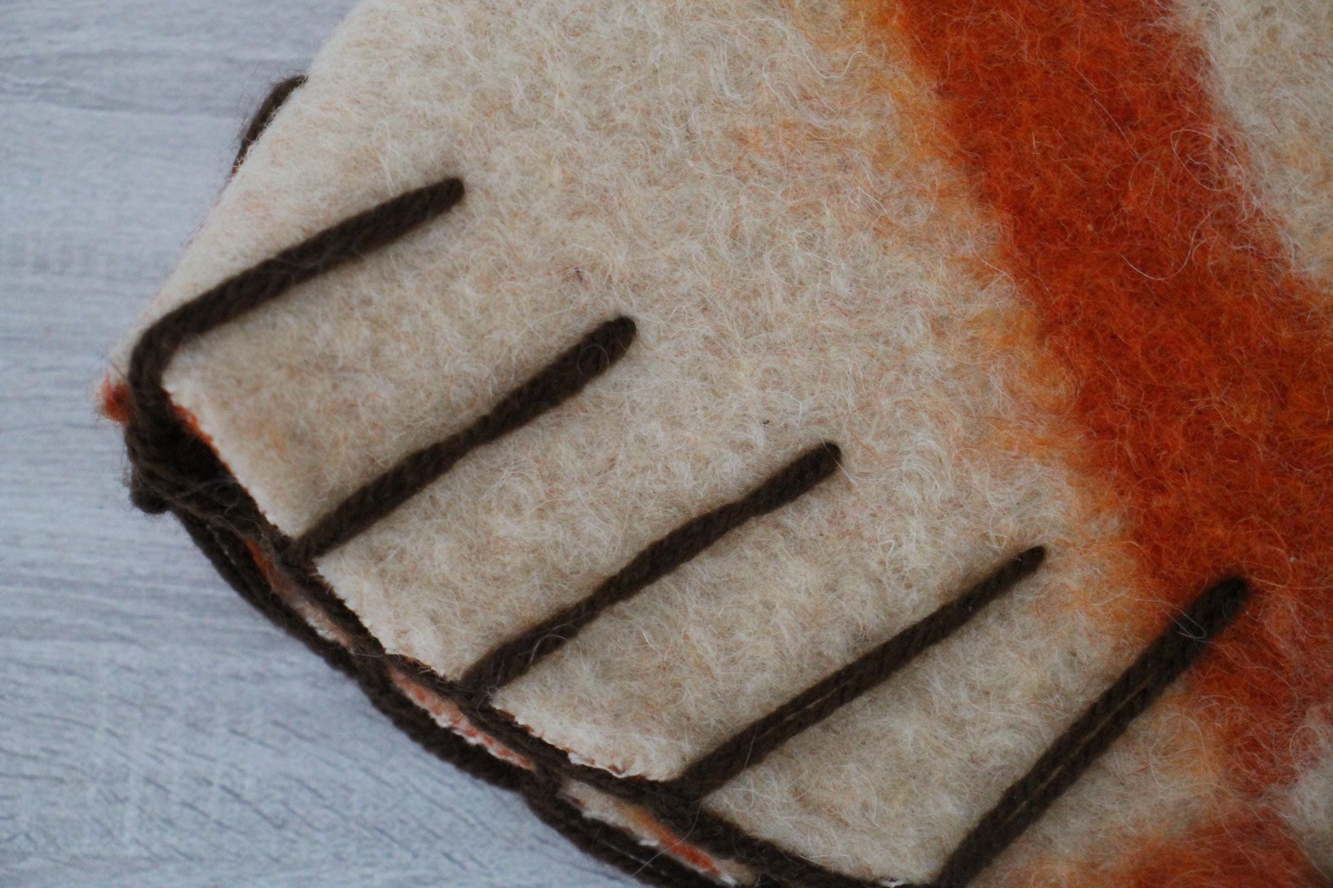 Wool Sauna Hat for Bath, Handmade Vegan orange Banya Hat.