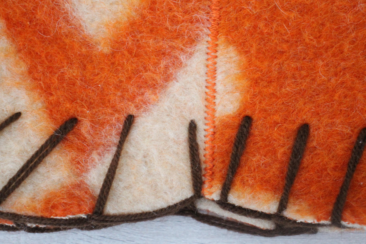 Wool Sauna Hat for Bath, Handmade Vegan orange Banya Hat.