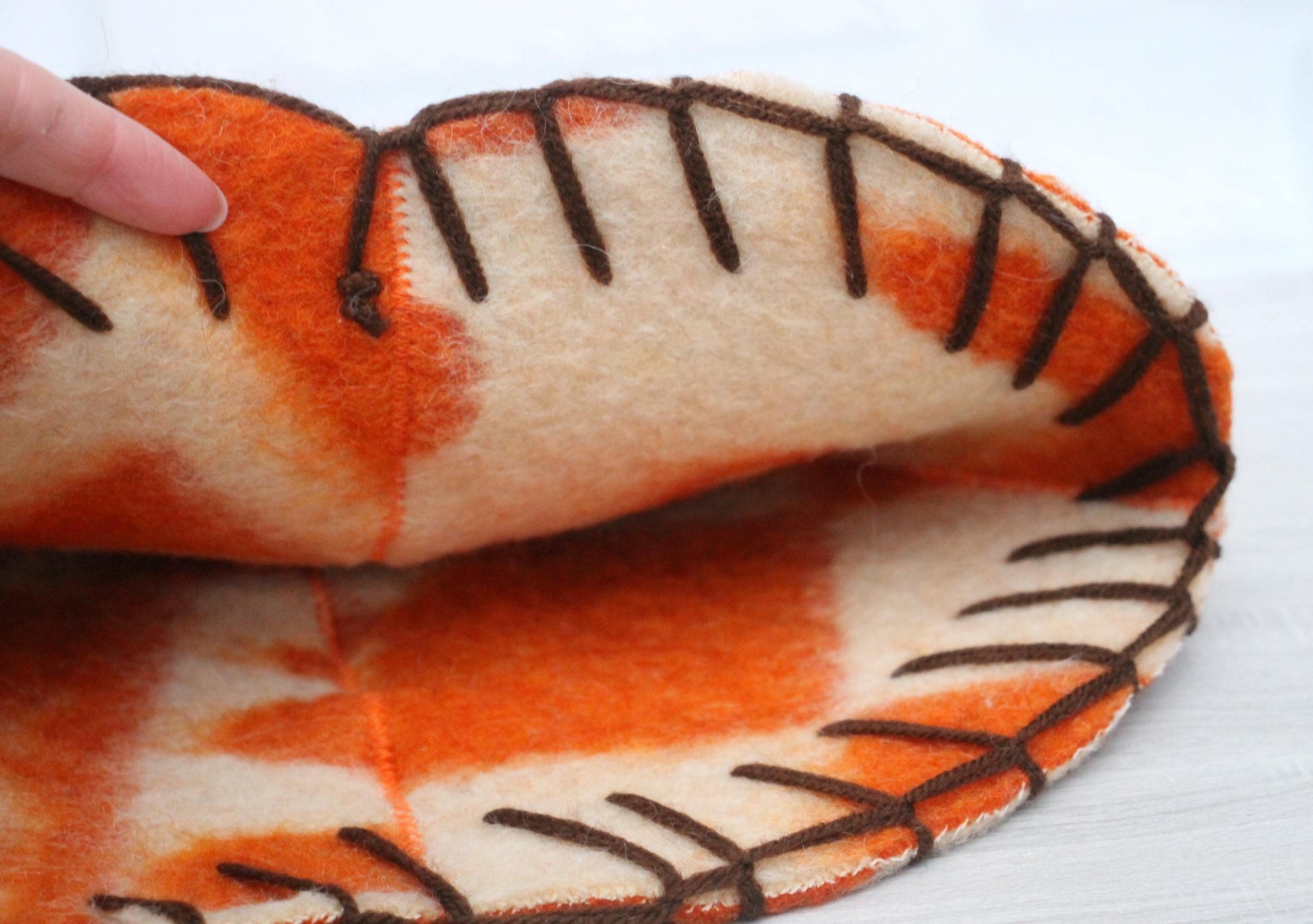 Wool Sauna Hat for Bath, Handmade Vegan orange Banya Hat.