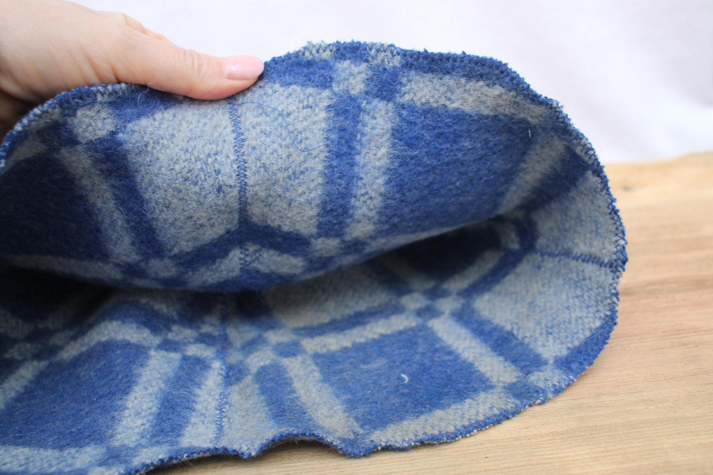 Wool Sauna Hat for Bath, Handmade blue Banya Hat.