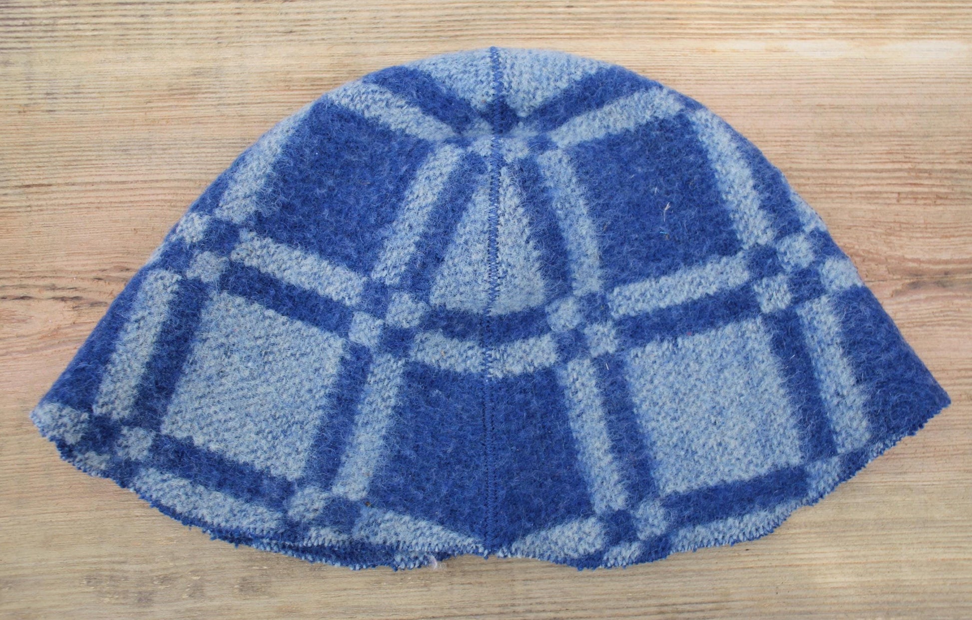 Wool Sauna Hat for Bath, Handmade blue Banya Hat.