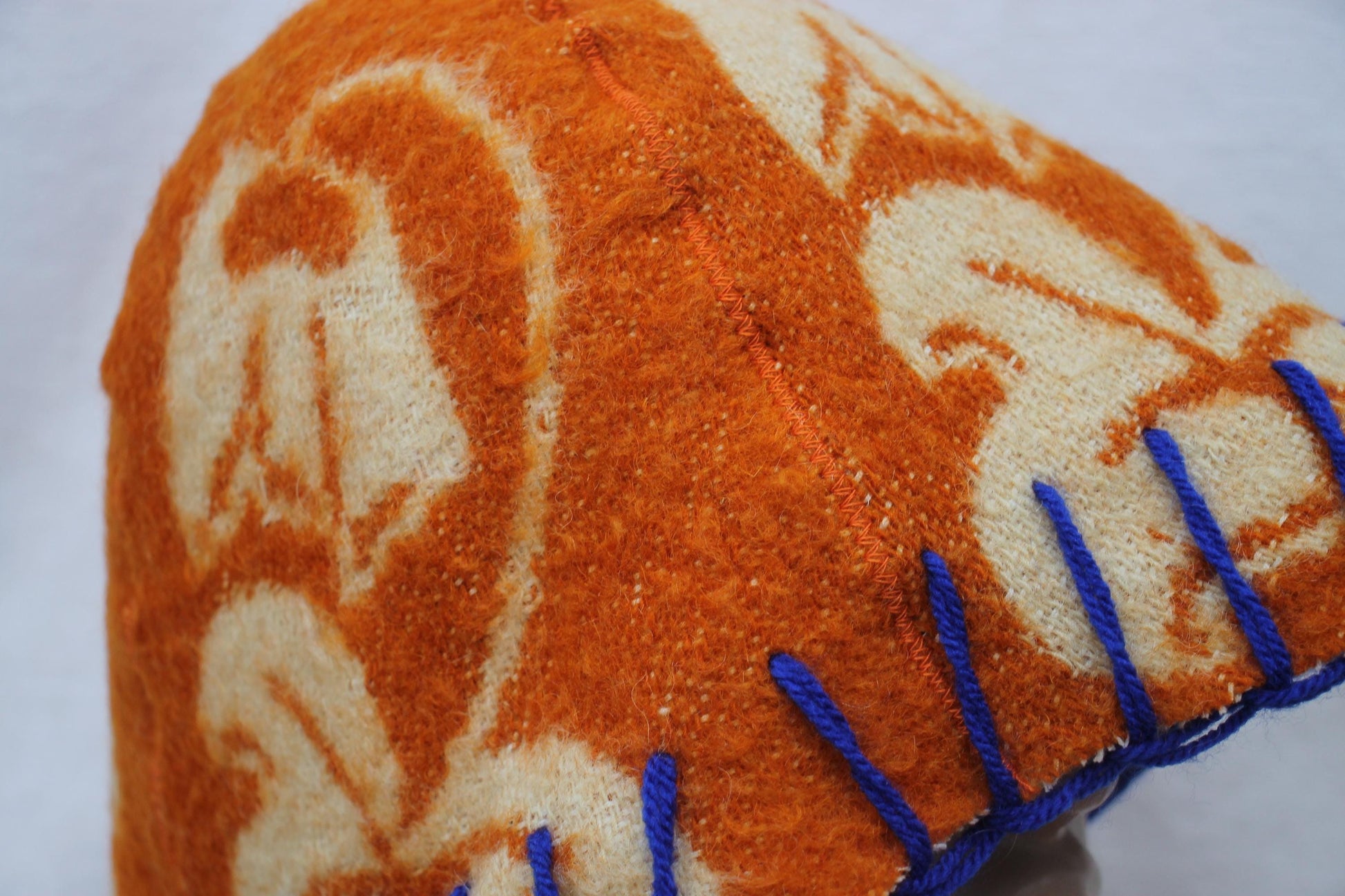 Wool Sauna Hat for Bath, Handmade Vegan orange Banya Hat.