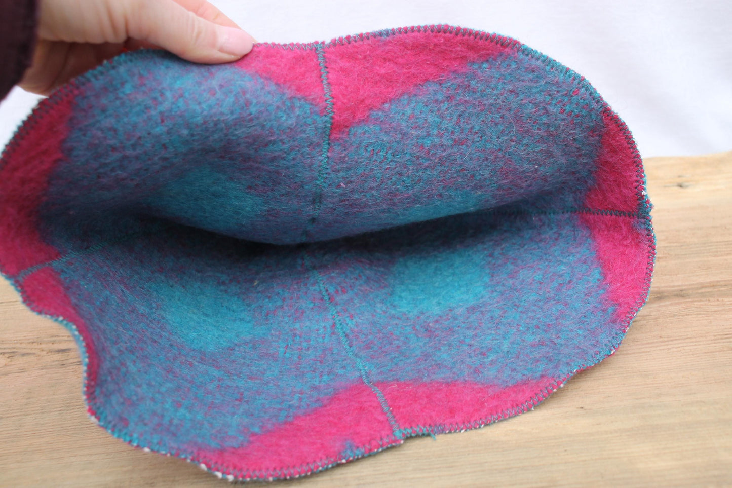 Wool Sauna Hat for Bath, Handmade blue Banya Hat.