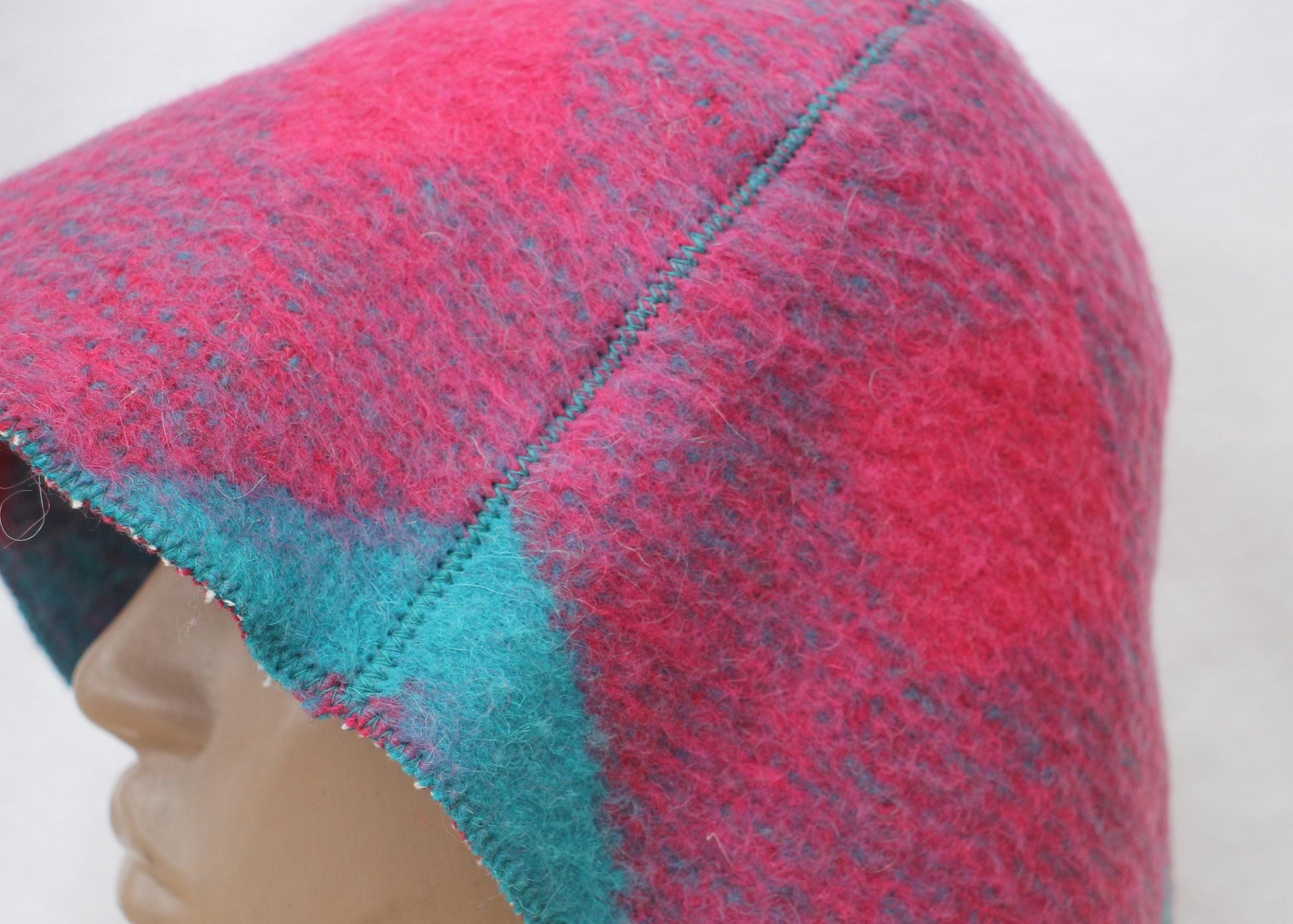 Wool Sauna Hat for Bath, Handmade blue Banya Hat.