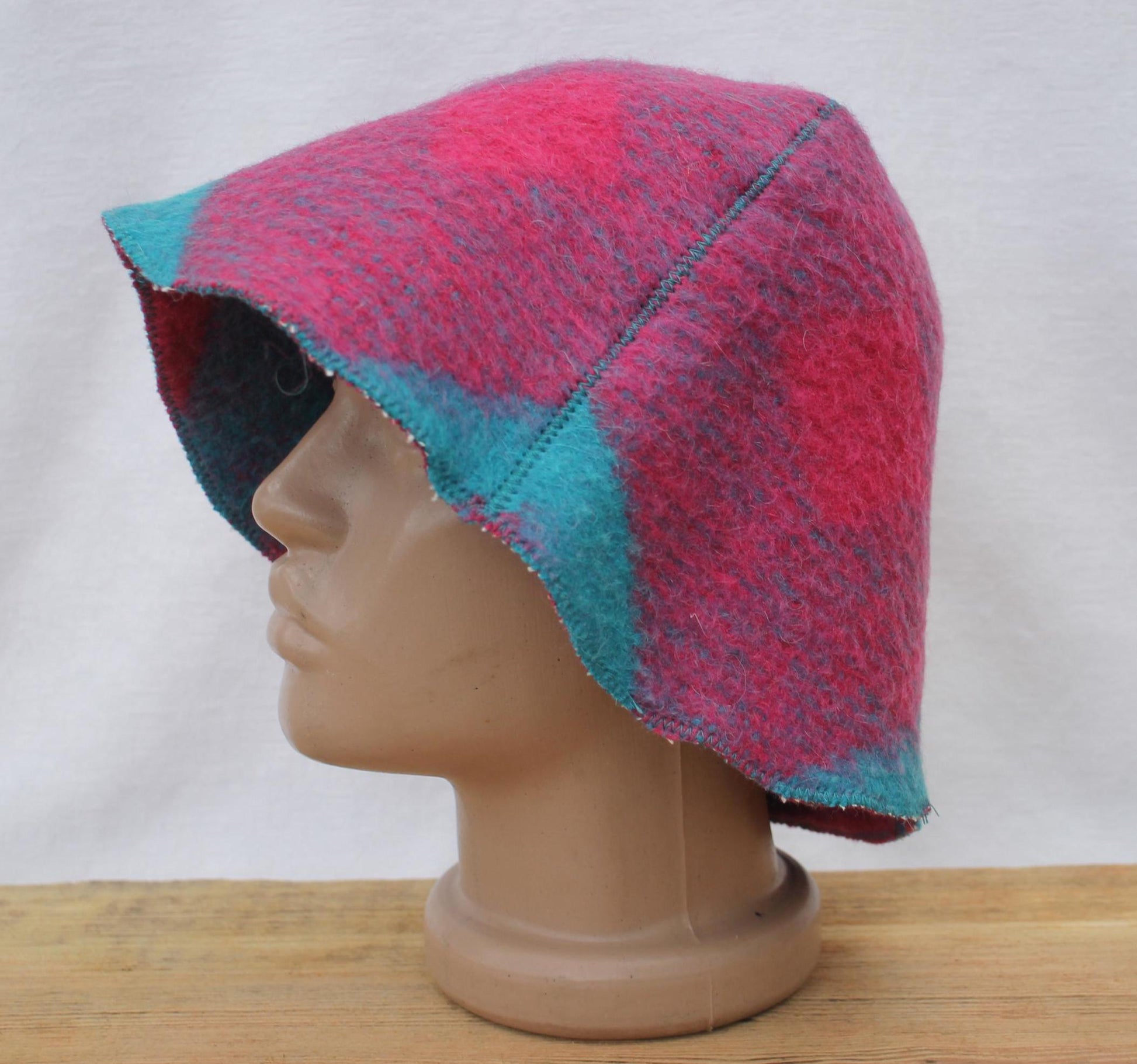 Wool Sauna Hat for Bath, Handmade blue Banya Hat.