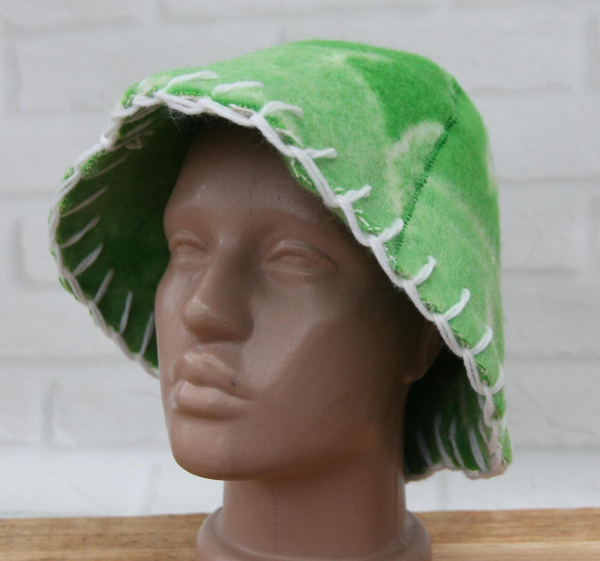 Sauna hat wool, green banya hat, sauna accessories, flower wool sauna hat, custom felt sauna hat, bucket hat, double-sided hat