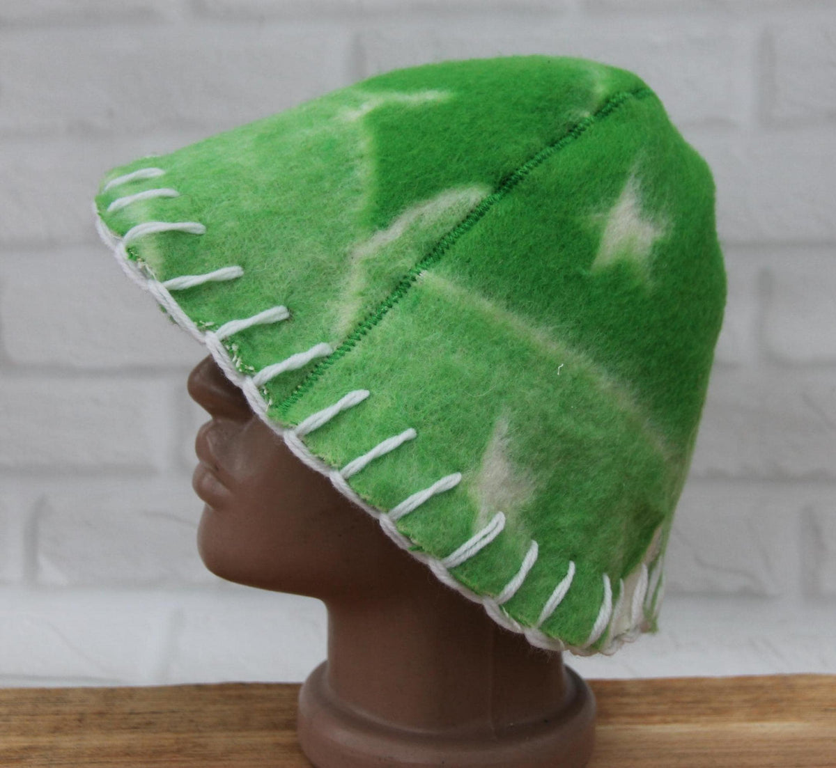 Sauna hat wool, green banya hat, sauna accessories, flower wool sauna hat, custom felt sauna hat, bucket hat, double-sided hat