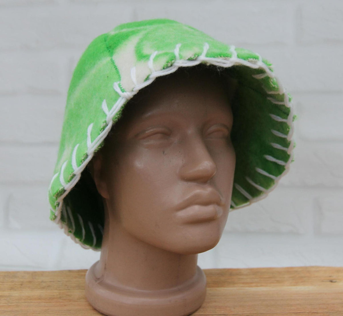 Sauna hat wool, green banya hat, sauna accessories, flower wool sauna hat, custom felt sauna hat, bucket hat, double-sided hat