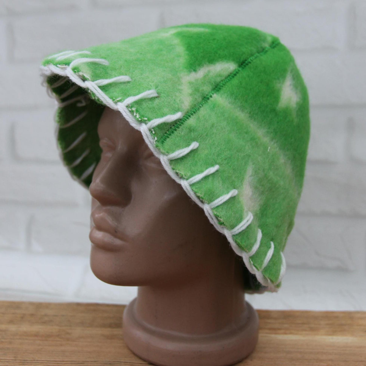 Sauna hat wool, green banya hat, sauna accessories, flower wool sauna hat, custom felt sauna hat, bucket hat, double-sided hat