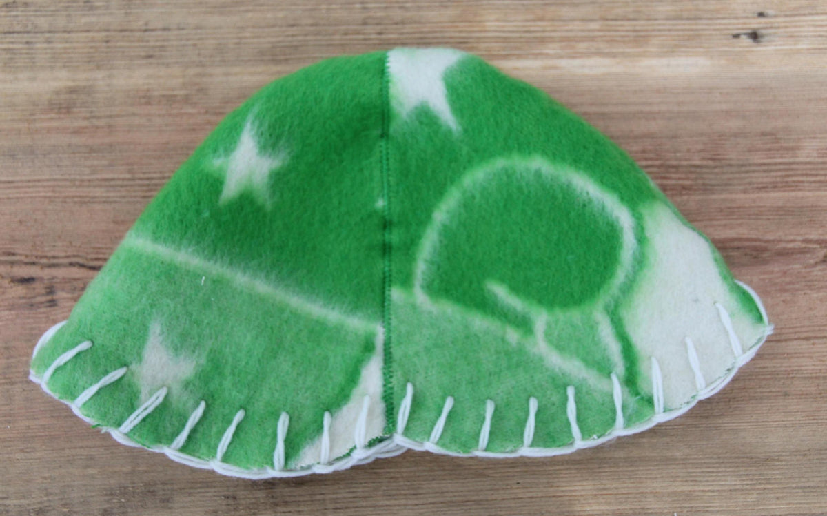 Sauna hat wool, green banya hat, sauna accessories, flower wool sauna hat, custom felt sauna hat, bucket hat, double-sided hat