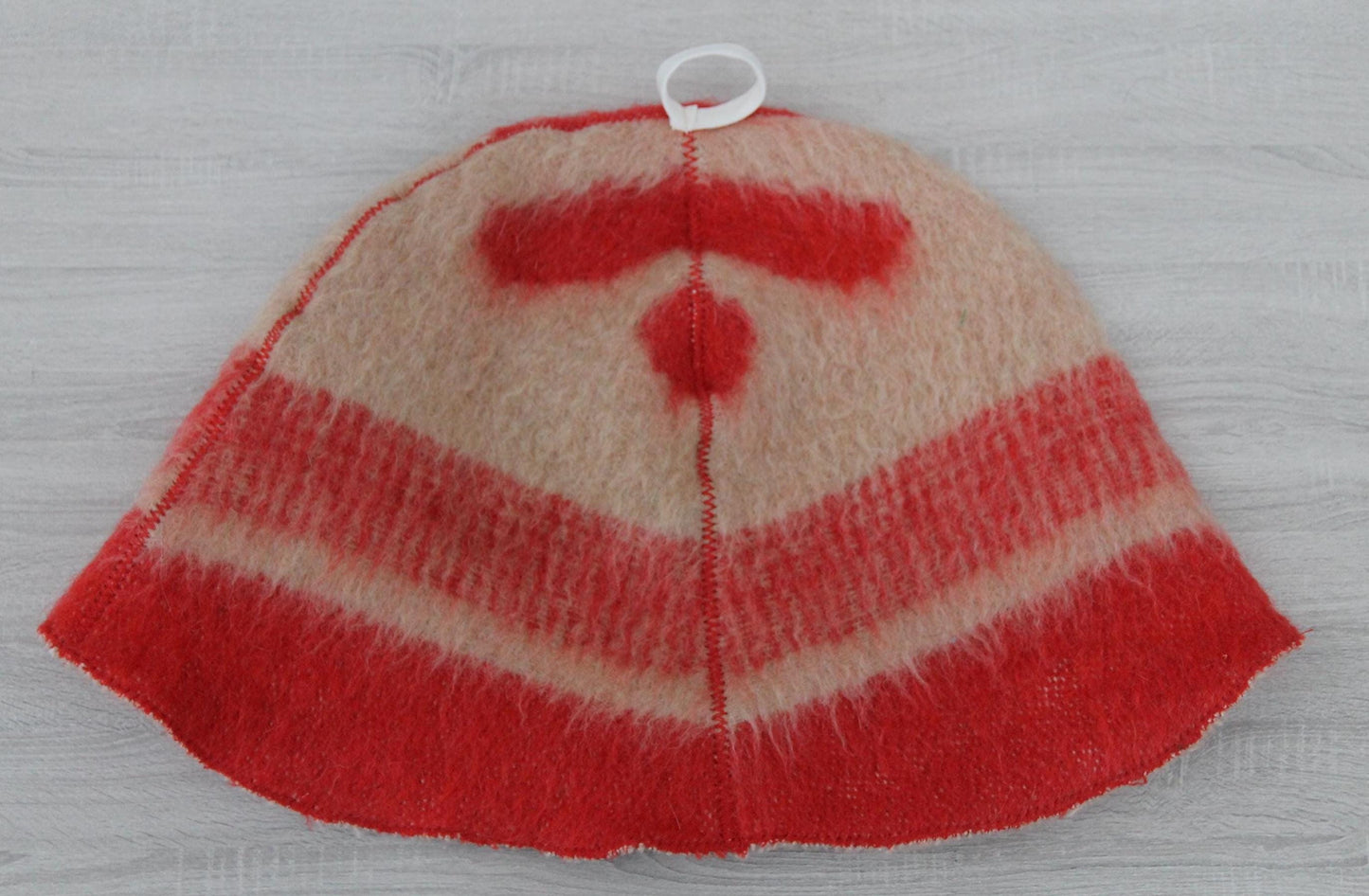 Wool Sauna Hat for Bath, Handmade red Banya Hat.
