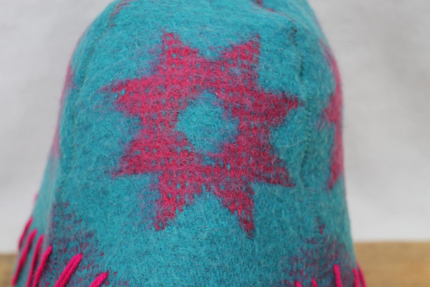 Wool Sauna Hat for Bath, Handmade blue Banya Hat.