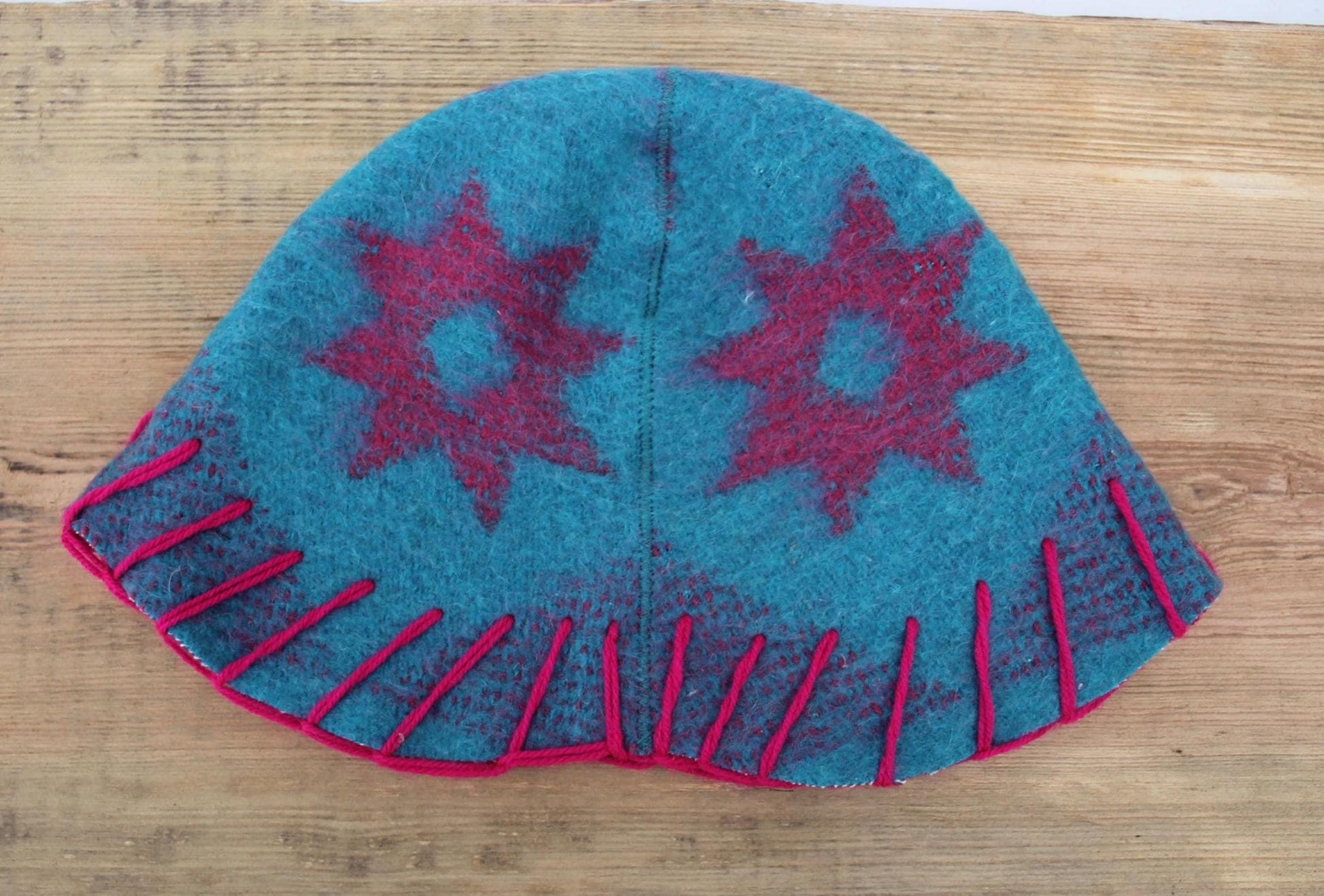 Wool Sauna Hat for Bath, Handmade blue Banya Hat.