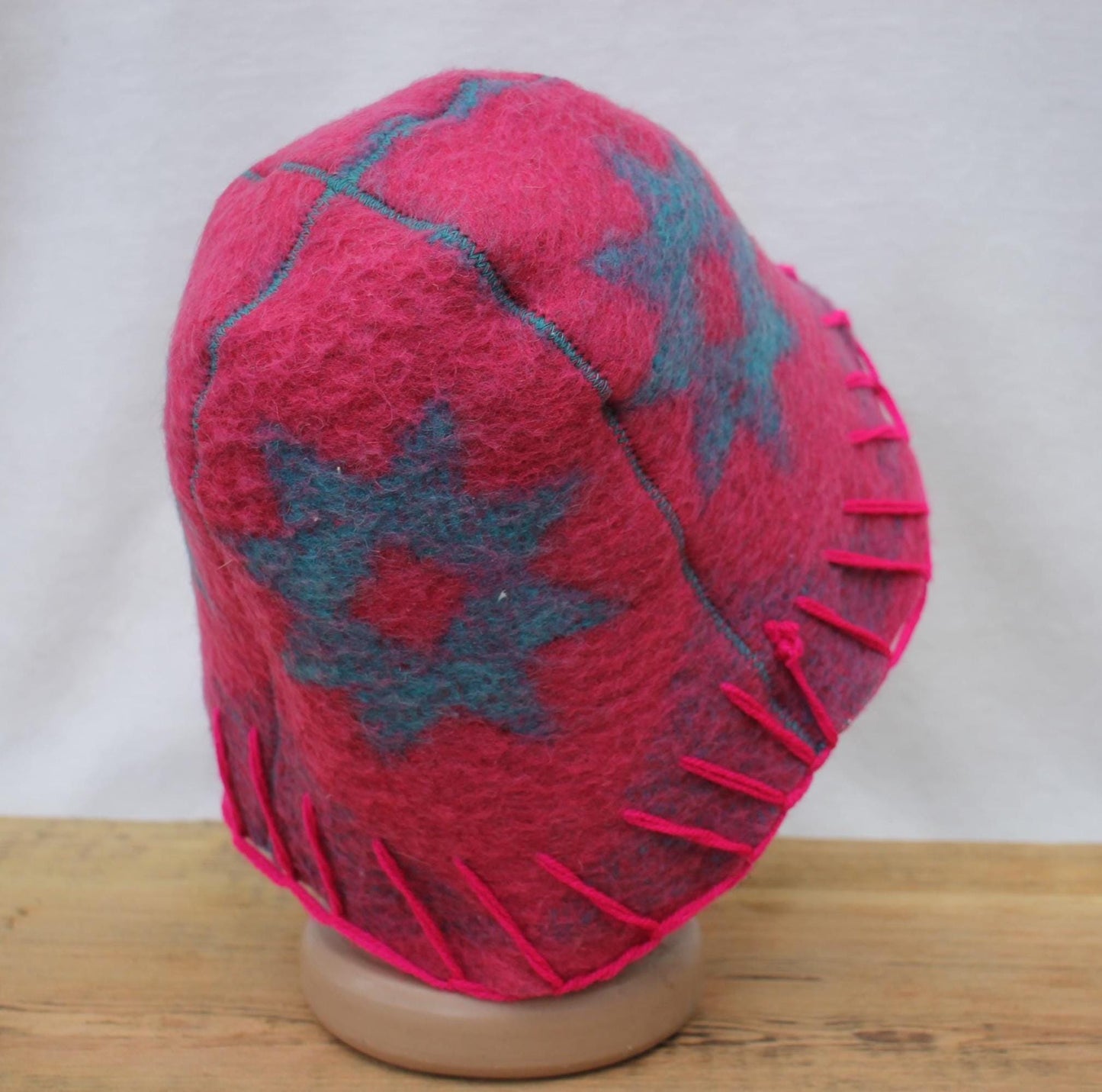 Wool Sauna Hat for Bath, Handmade blue Banya Hat.