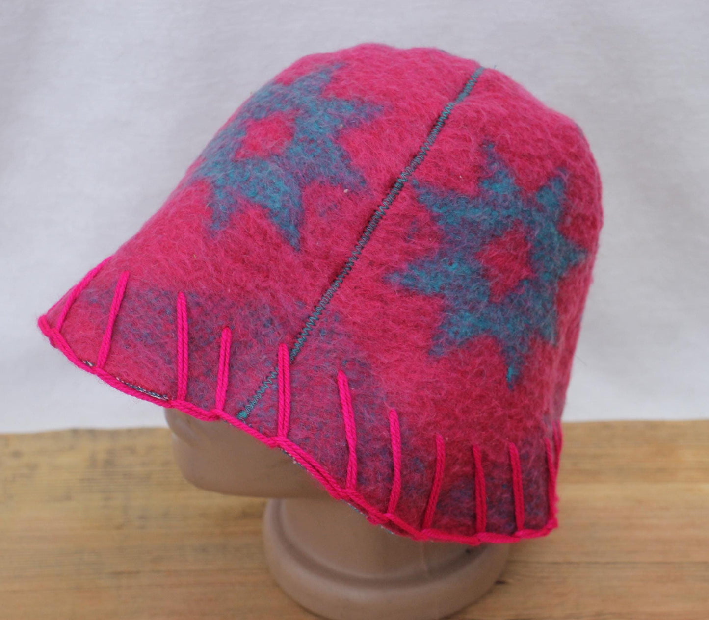 Wool Sauna Hat for Bath, Handmade blue Banya Hat.