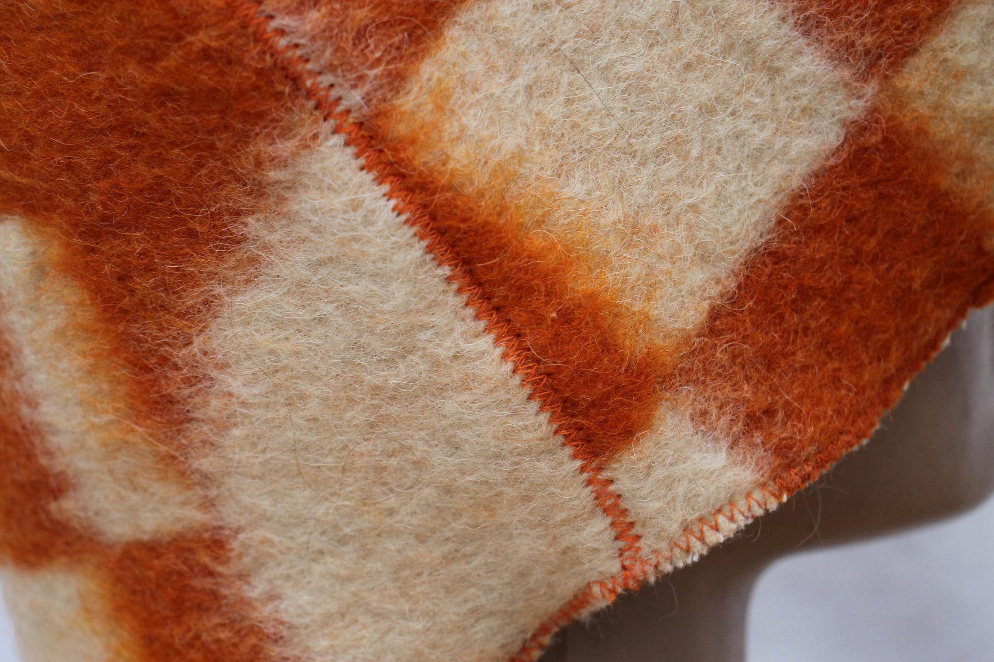 Wool Sauna Hat for Bath, Handmade orange Banya Hat.