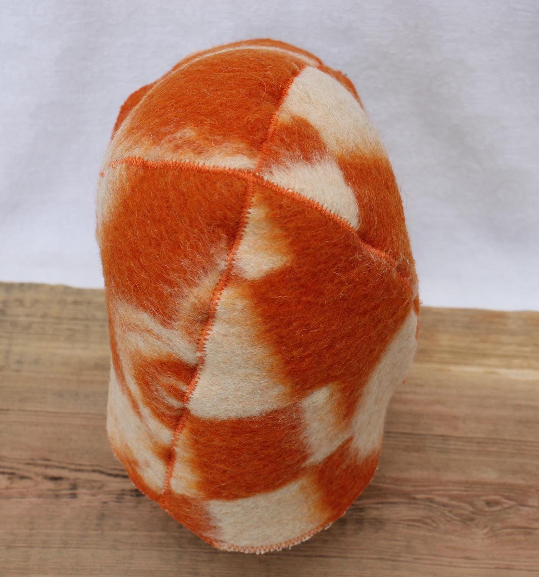 Wool Sauna Hat for Bath, Handmade orange Banya Hat.