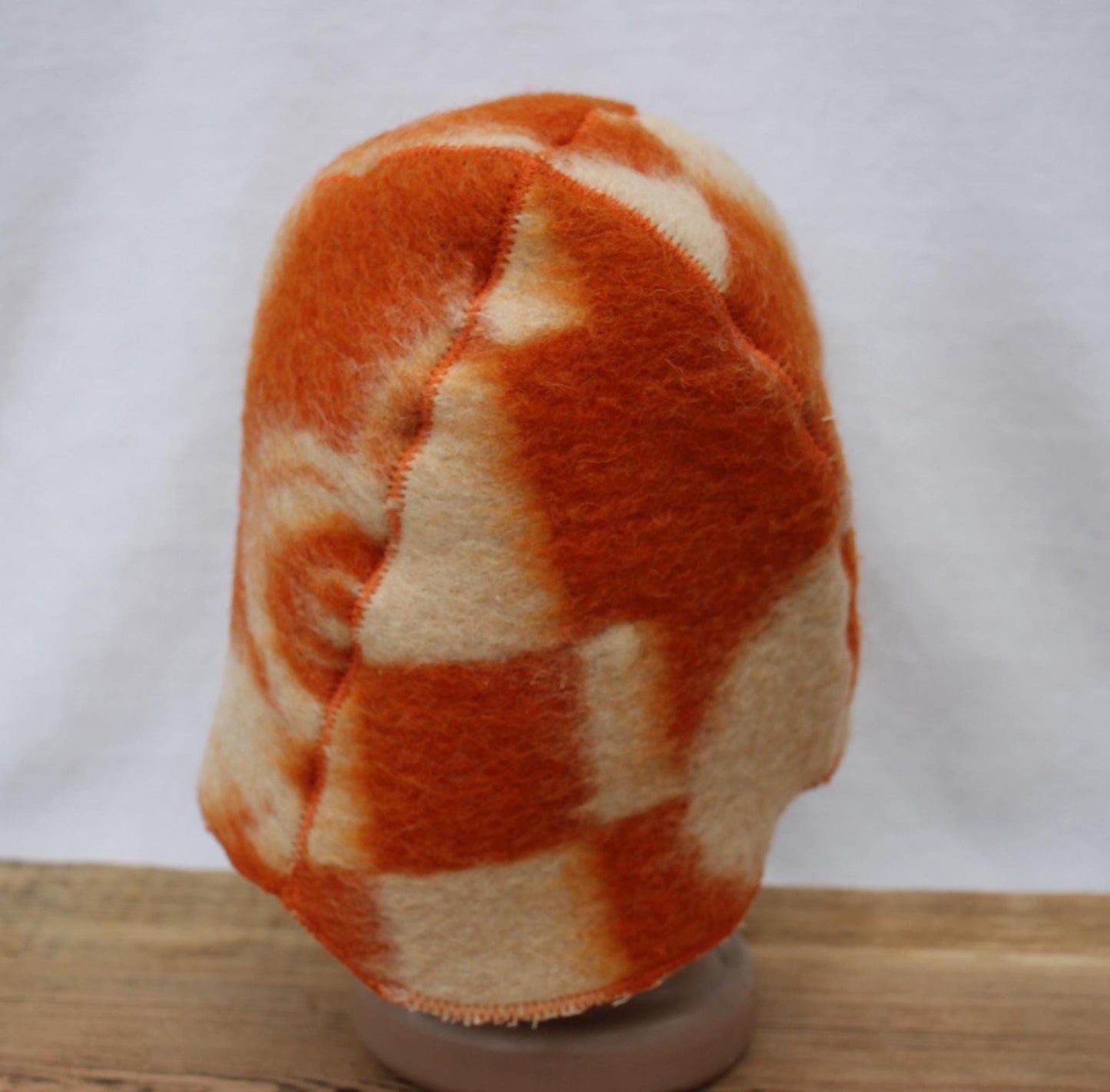 Wool Sauna Hat for Bath, Handmade orange Banya Hat.