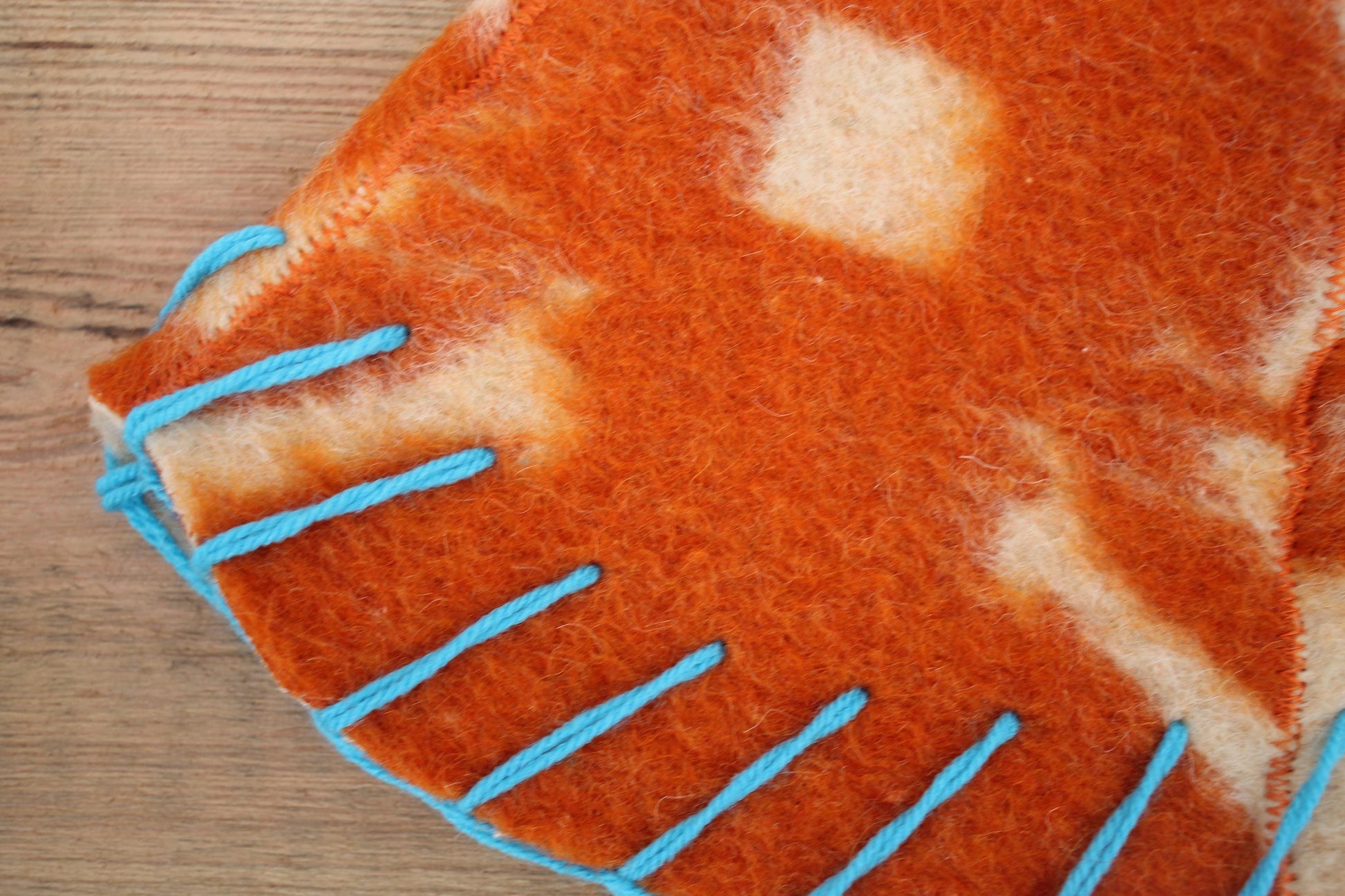 Wool Sauna Hat for Bath, Handmade orange Banya Hat.