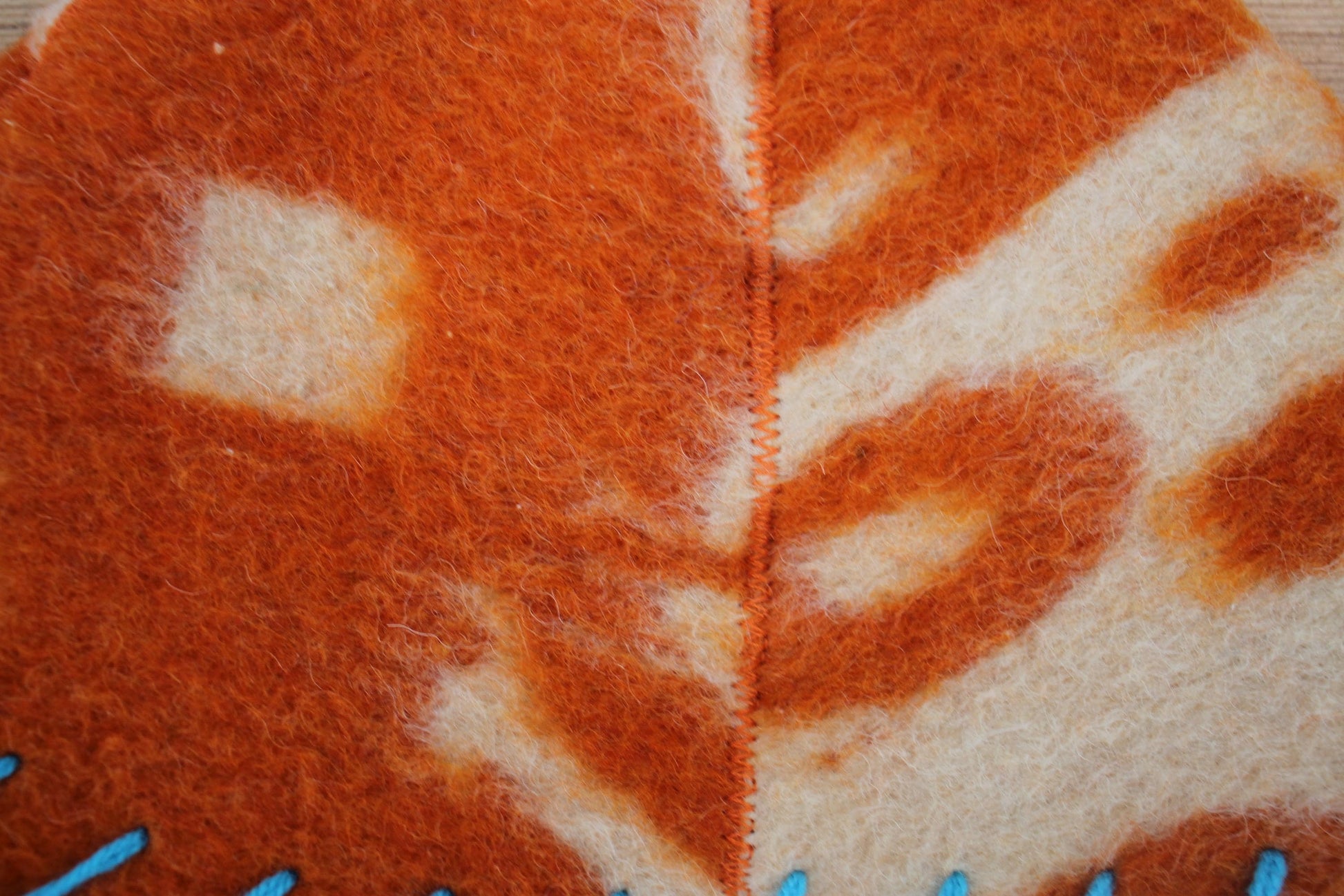 Wool Sauna Hat for Bath, Handmade orange Banya Hat.