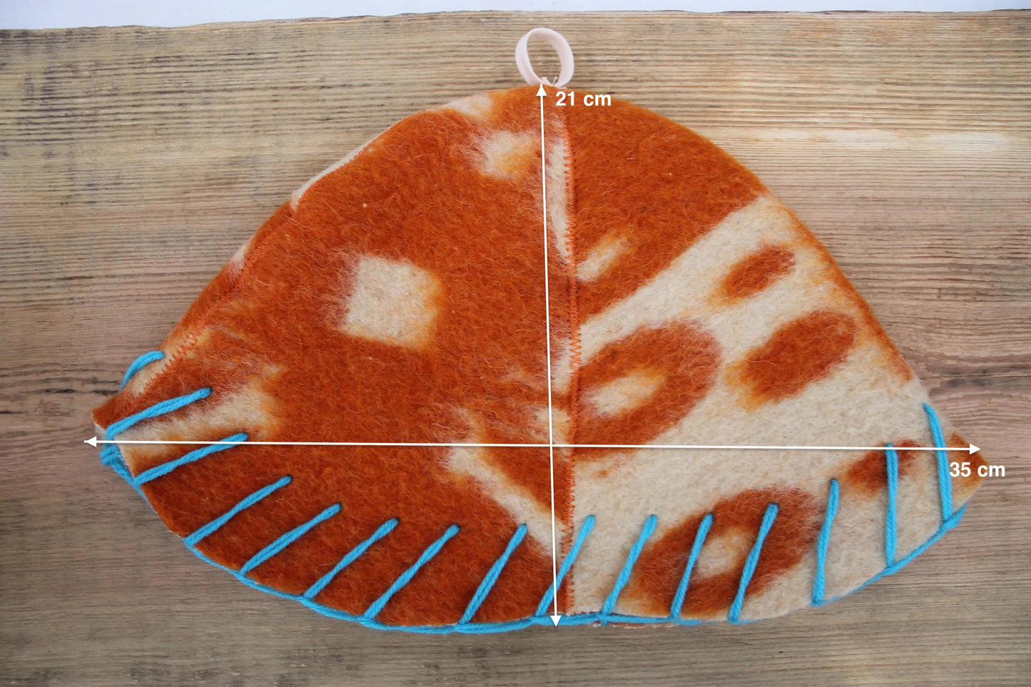 Wool Sauna Hat for Bath, Handmade orange Banya Hat.