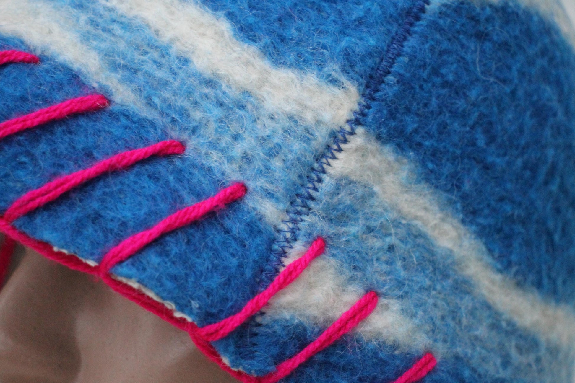 Wool Sauna Hat for Bath, Handmade blue Banya Hat.