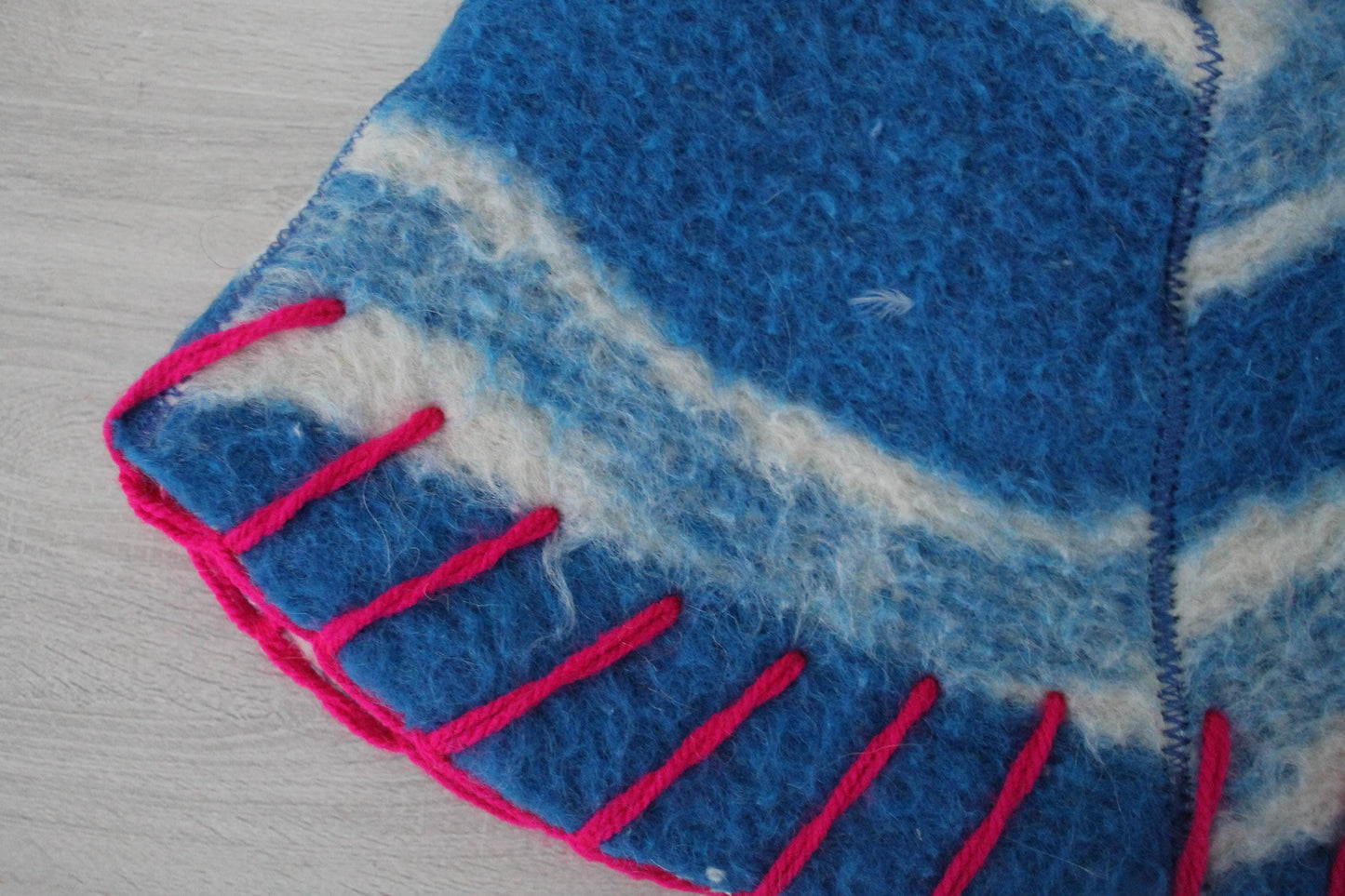 Wool Sauna Hat for Bath, Handmade blue Banya Hat.