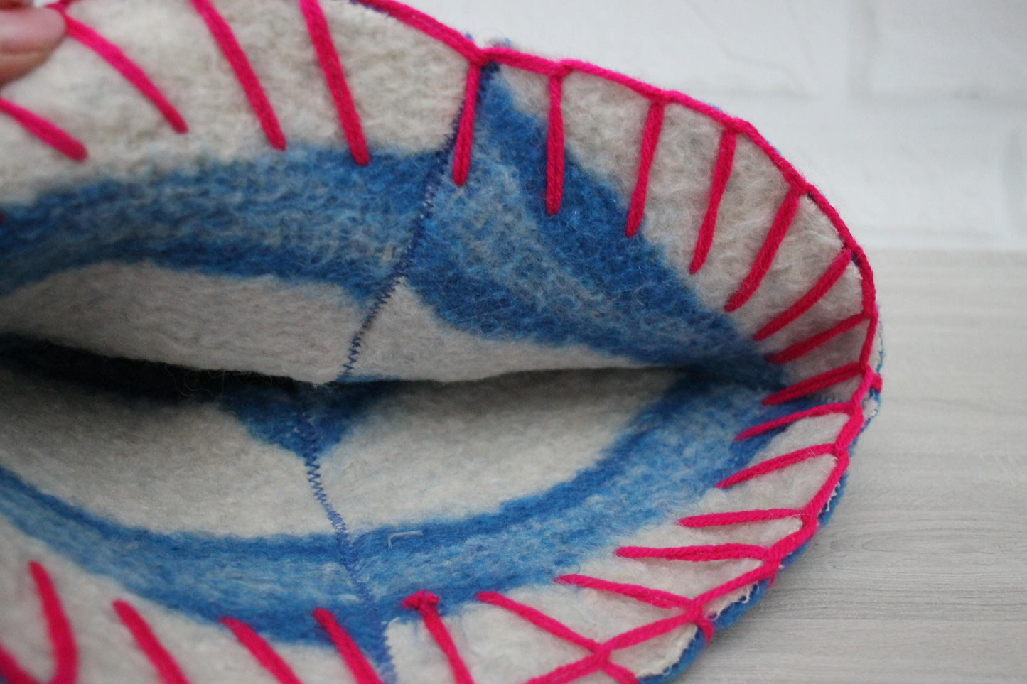 Wool Sauna Hat for Bath, Handmade blue Banya Hat.